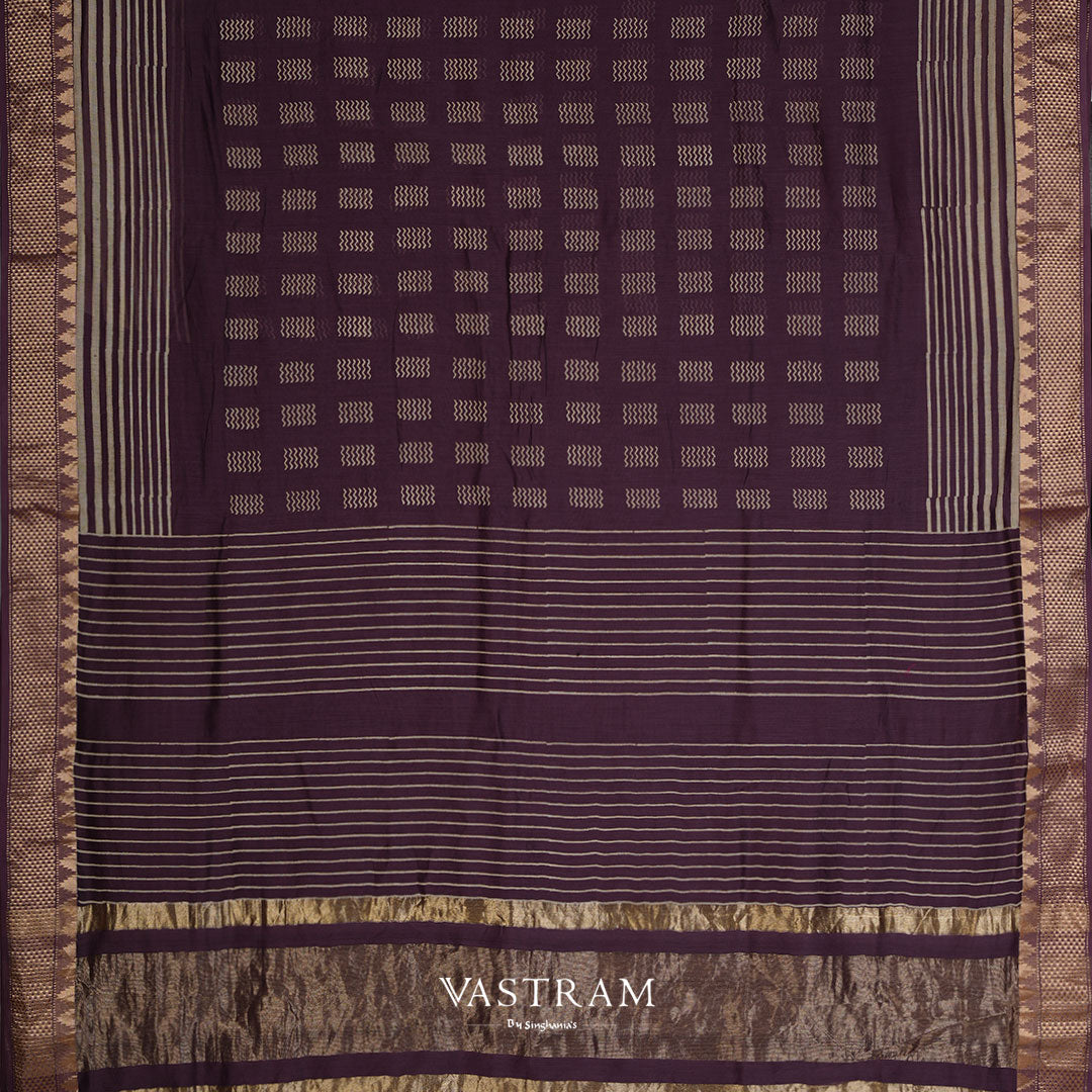 Murasaki Purple Printed Chanderi Saree With Abstract Designs