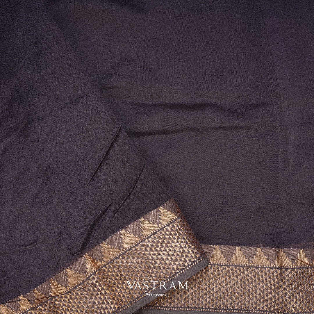 Purple Taupe Printed Chanderi Saree With Abstract Pattern