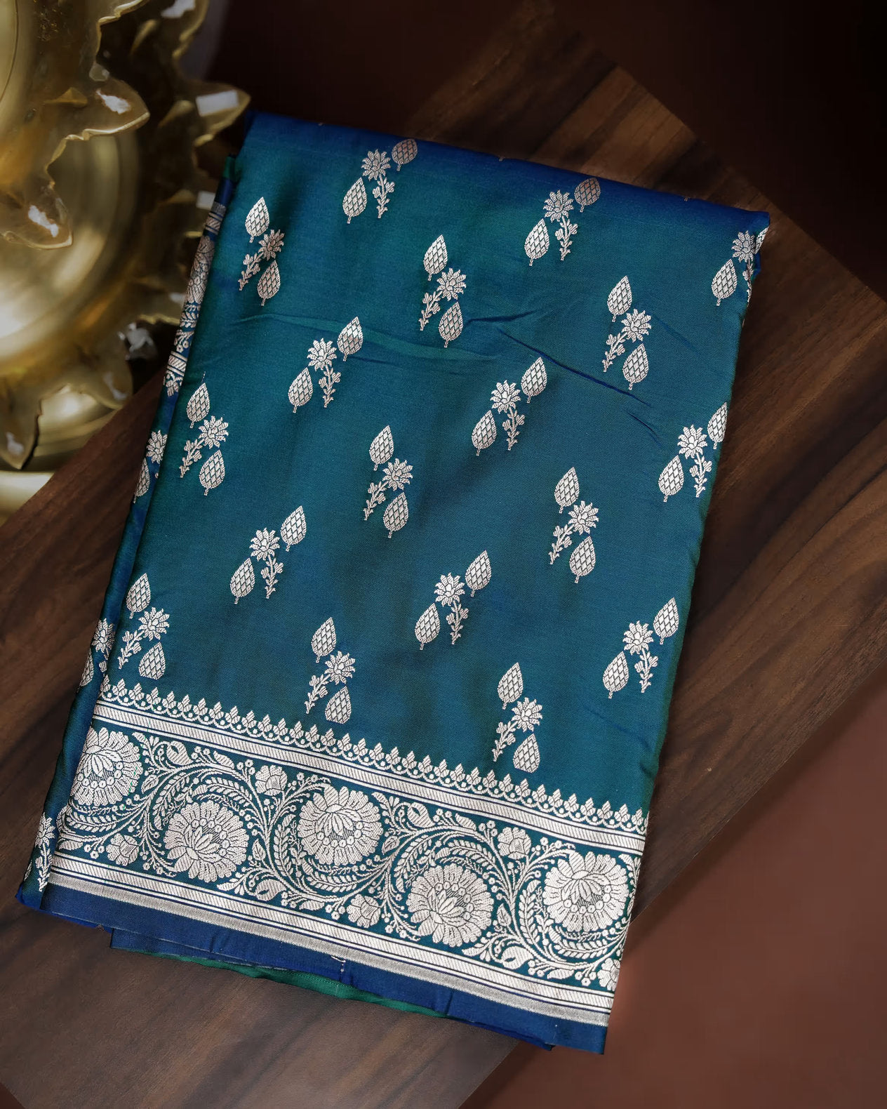 Bottle Green Color Mashru Saree