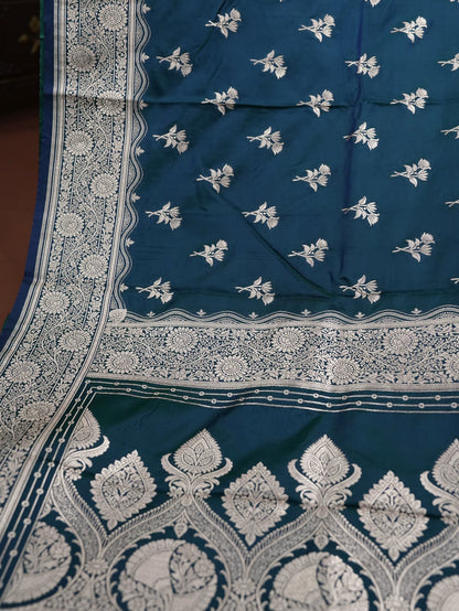 Bottle Green Color Satin Saree