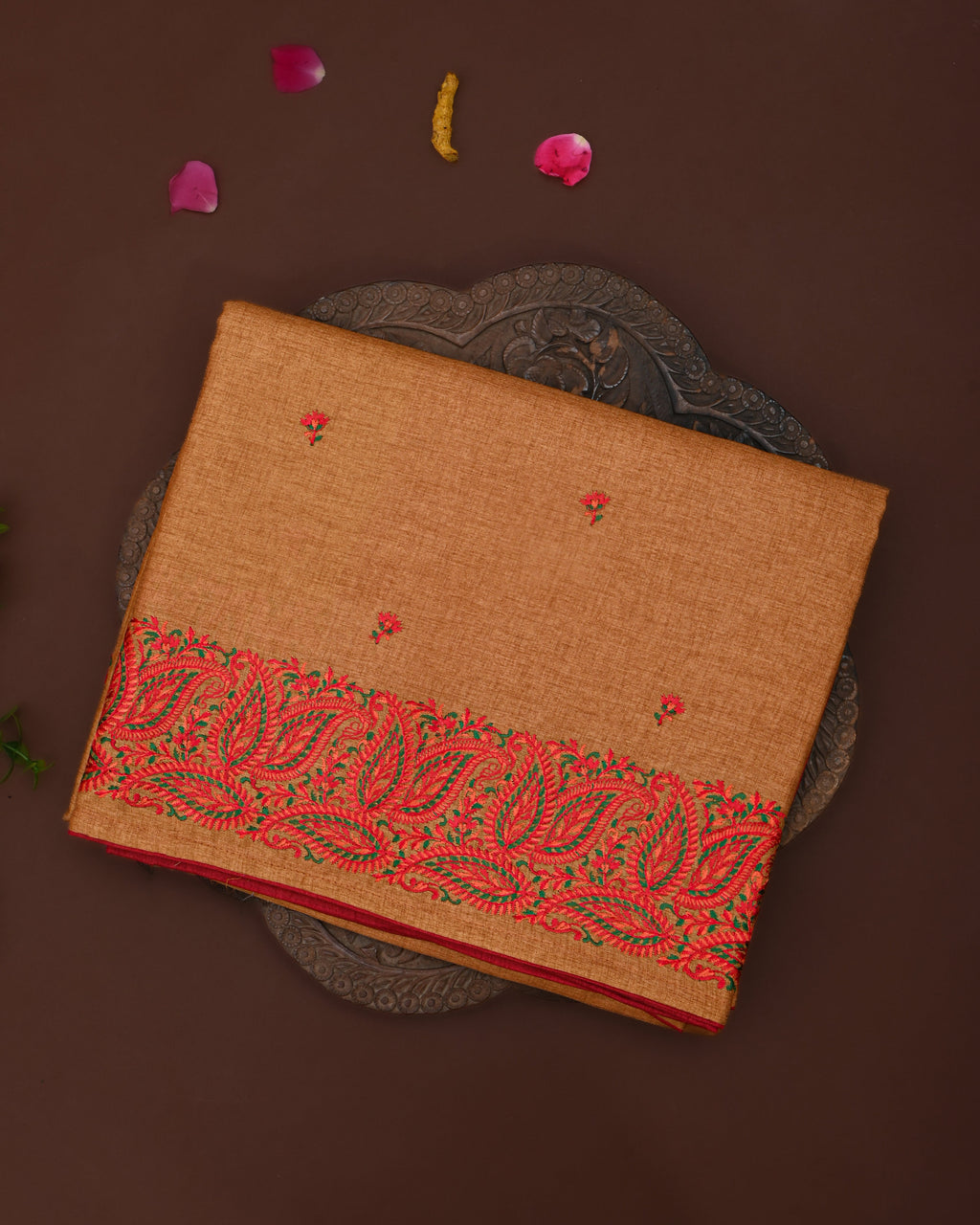 Yellow color Tusser Saree