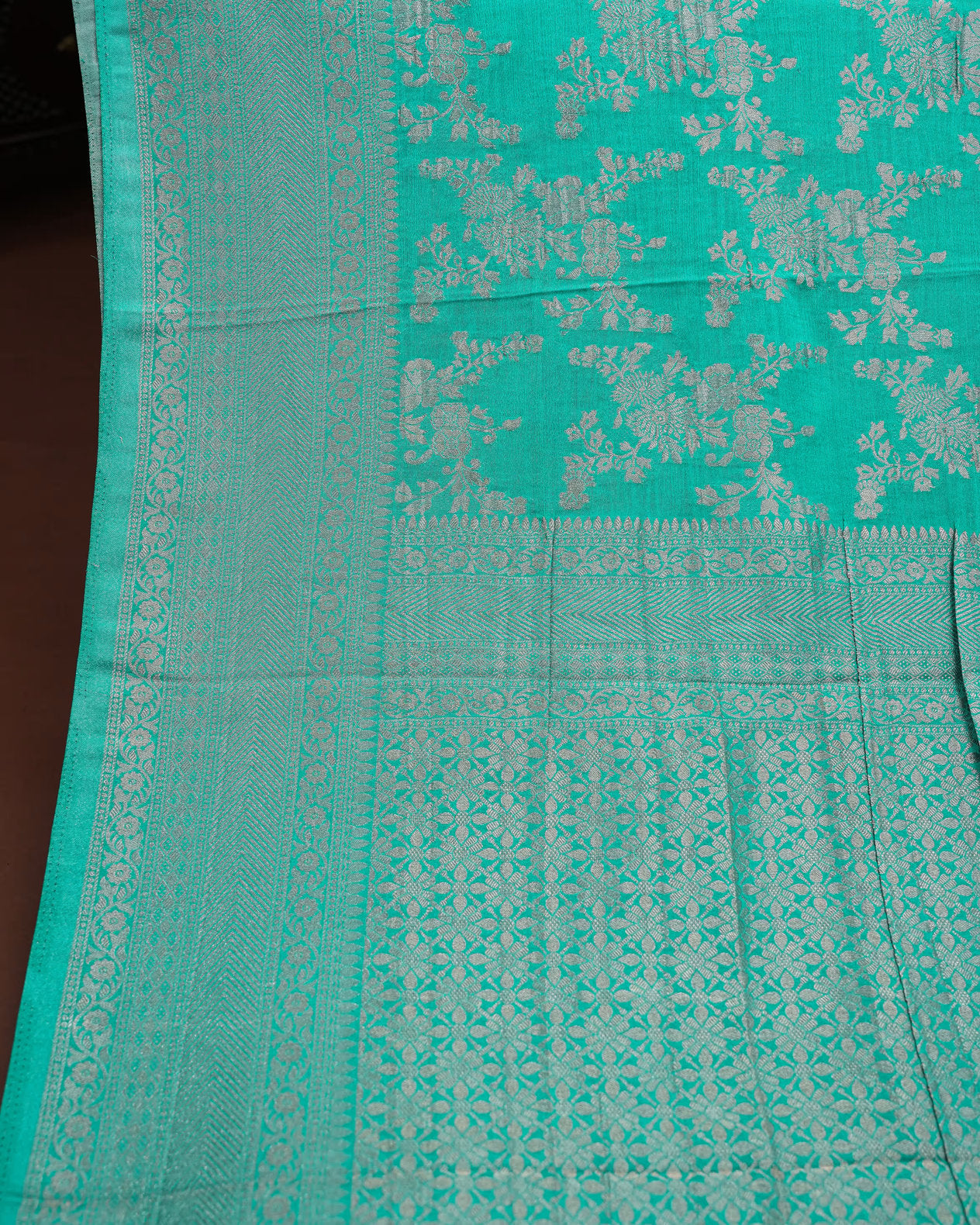 Ferozi Color Silk Saree