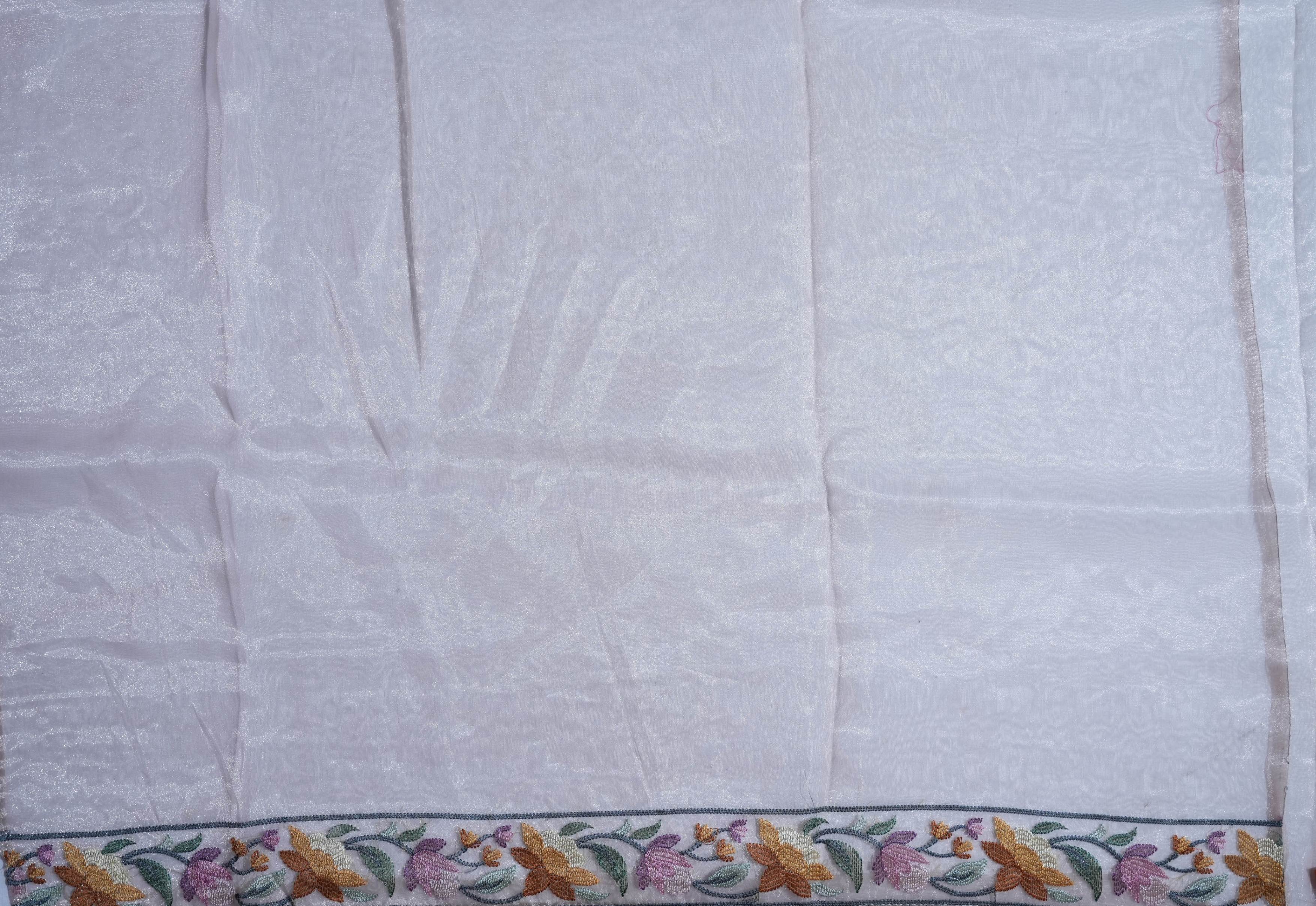Pastel Embroidery Tissue Saree