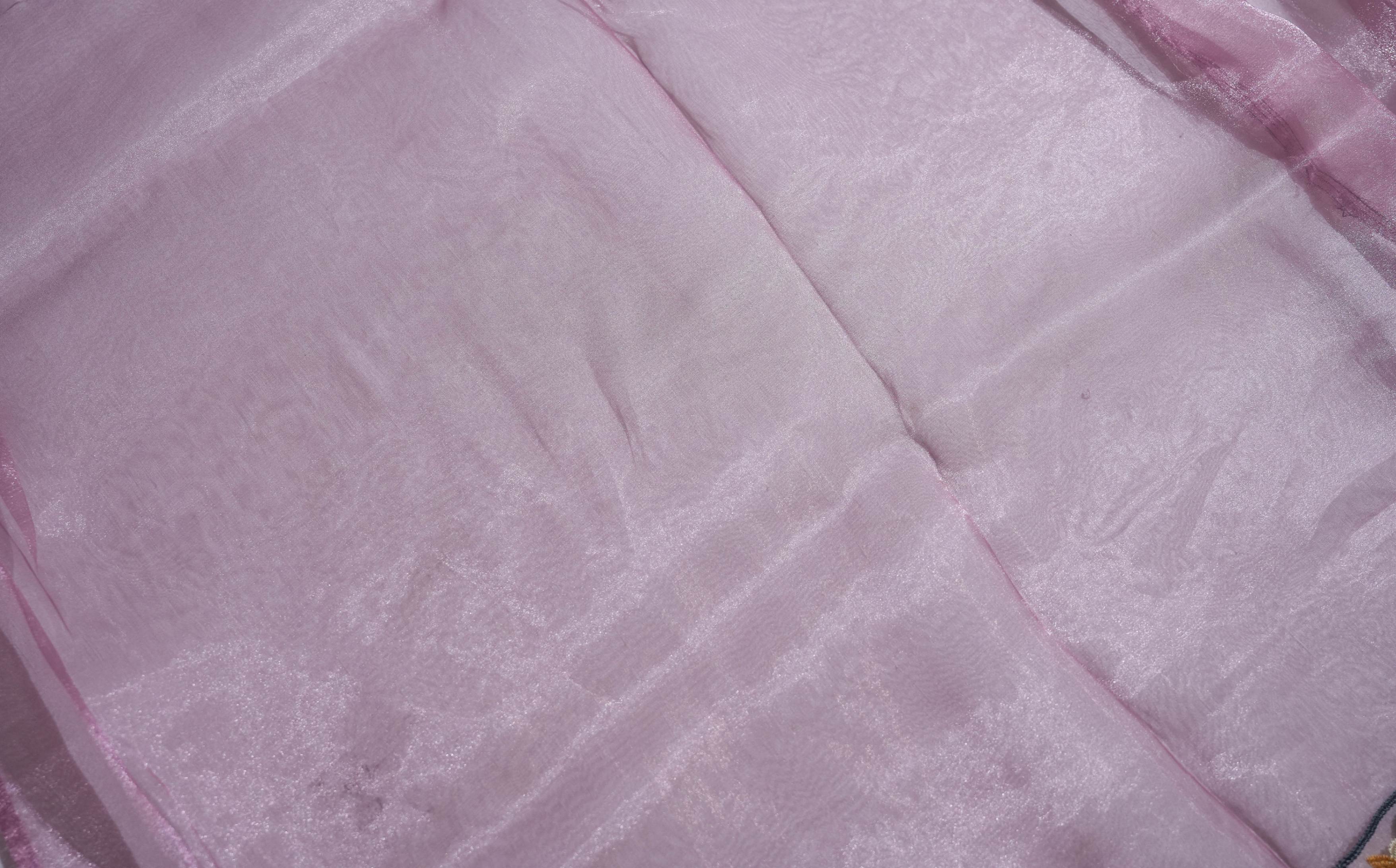 Pink Embroidery Tissue Saree