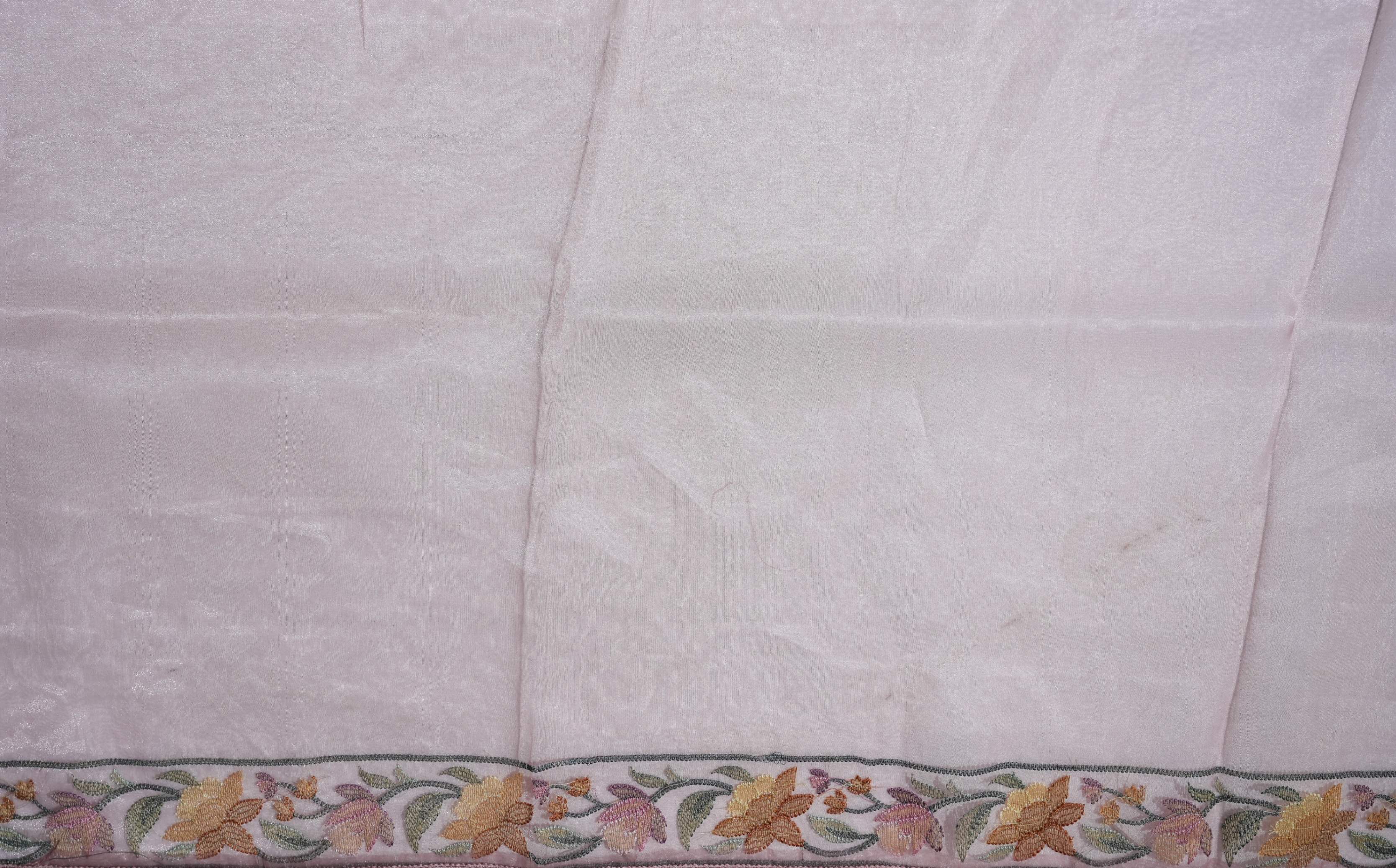 Pink Embroidery Tissue Saree