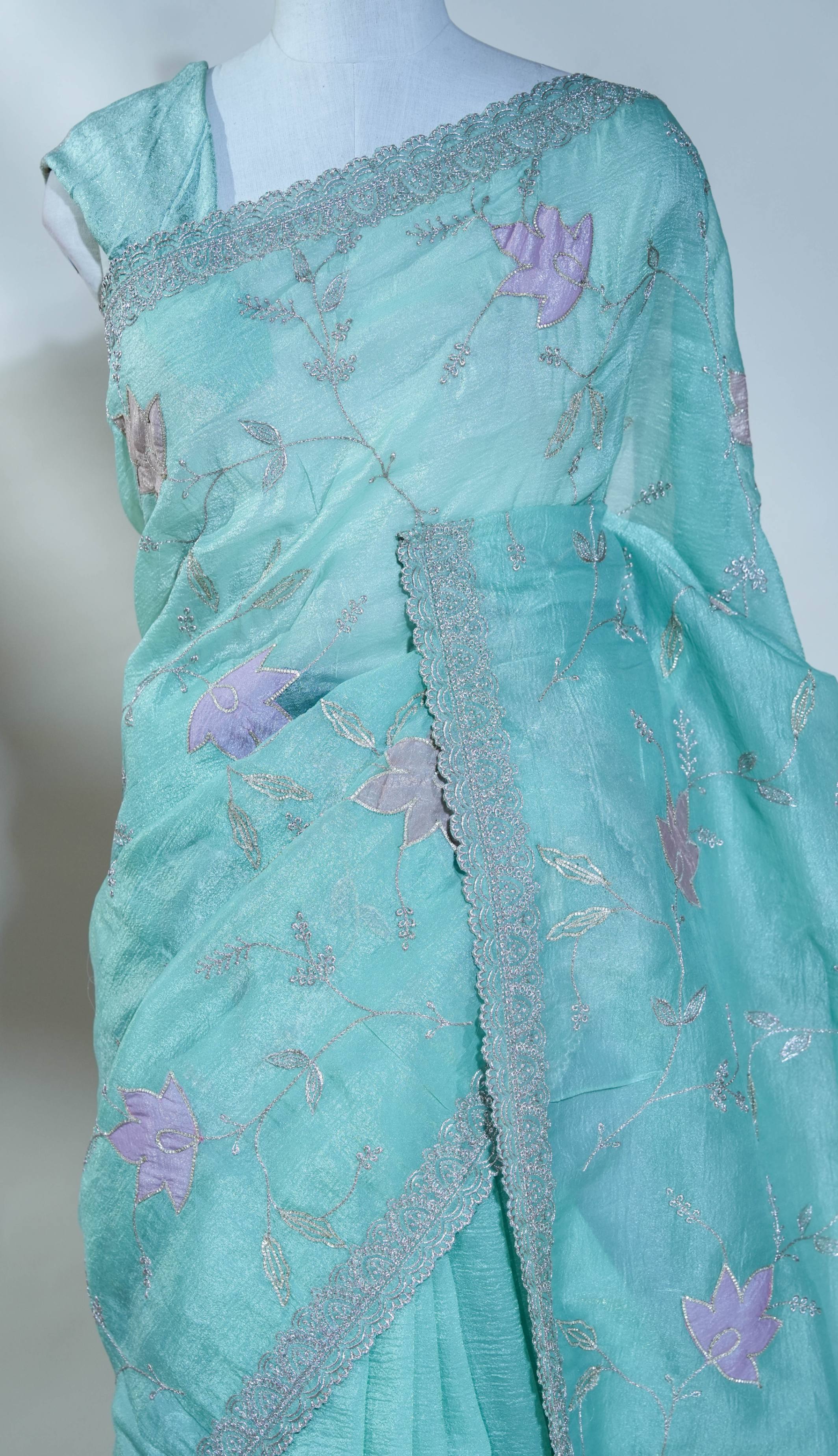 Ferozi Embroidery Organza Saree