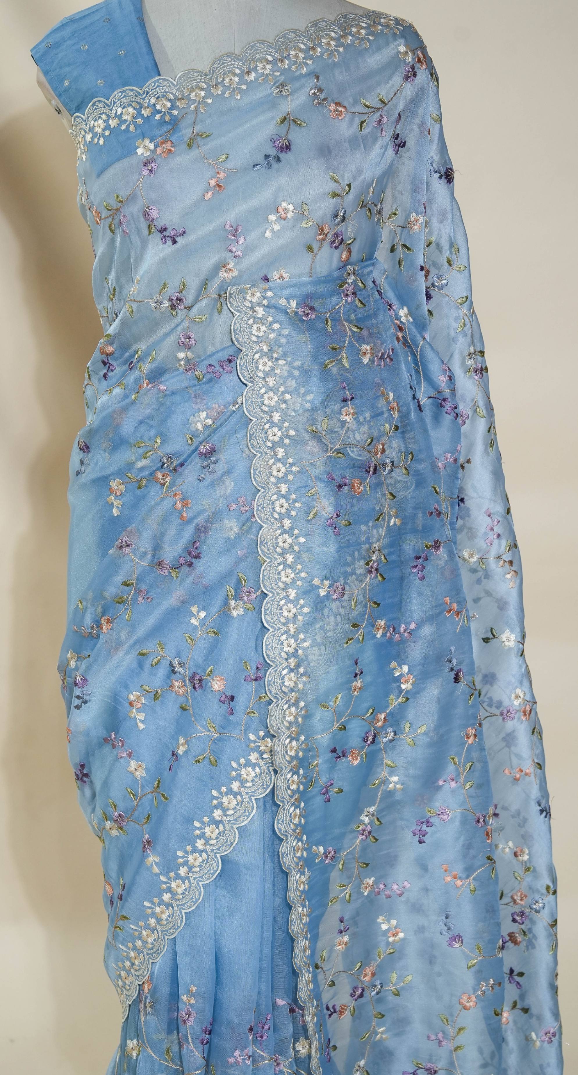Ferozi Embroidery Organza Saree