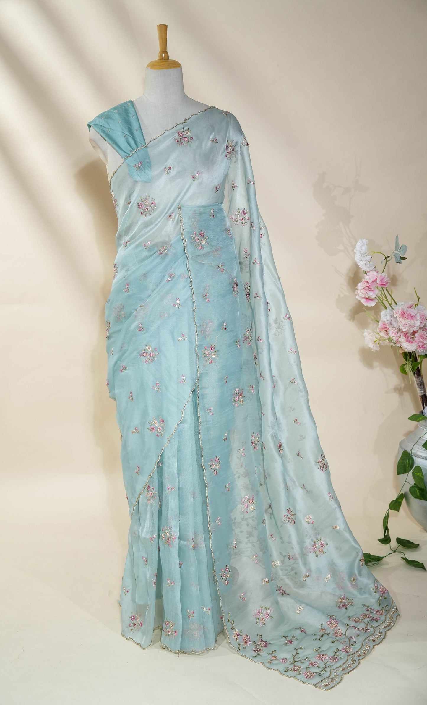 Ferozi Embroidery Organza Saree