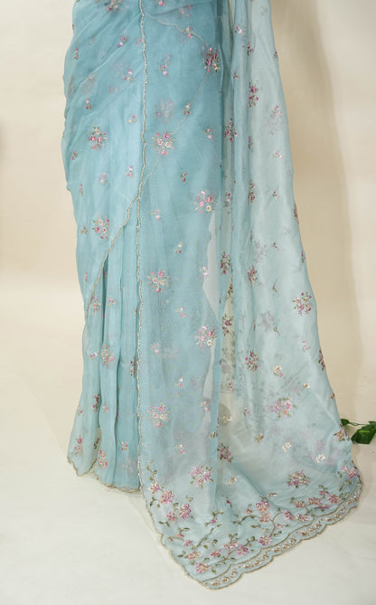 Ferozi Embroidery Organza Saree
