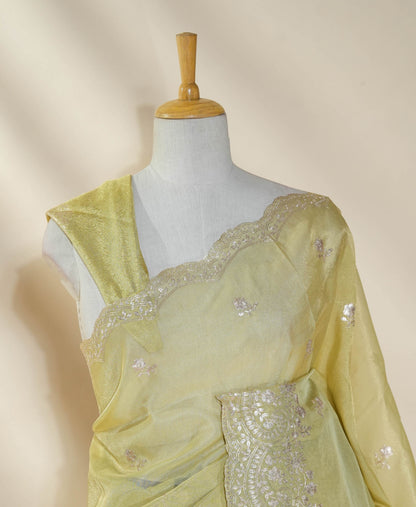 Gold Embroidery Tissue Saree