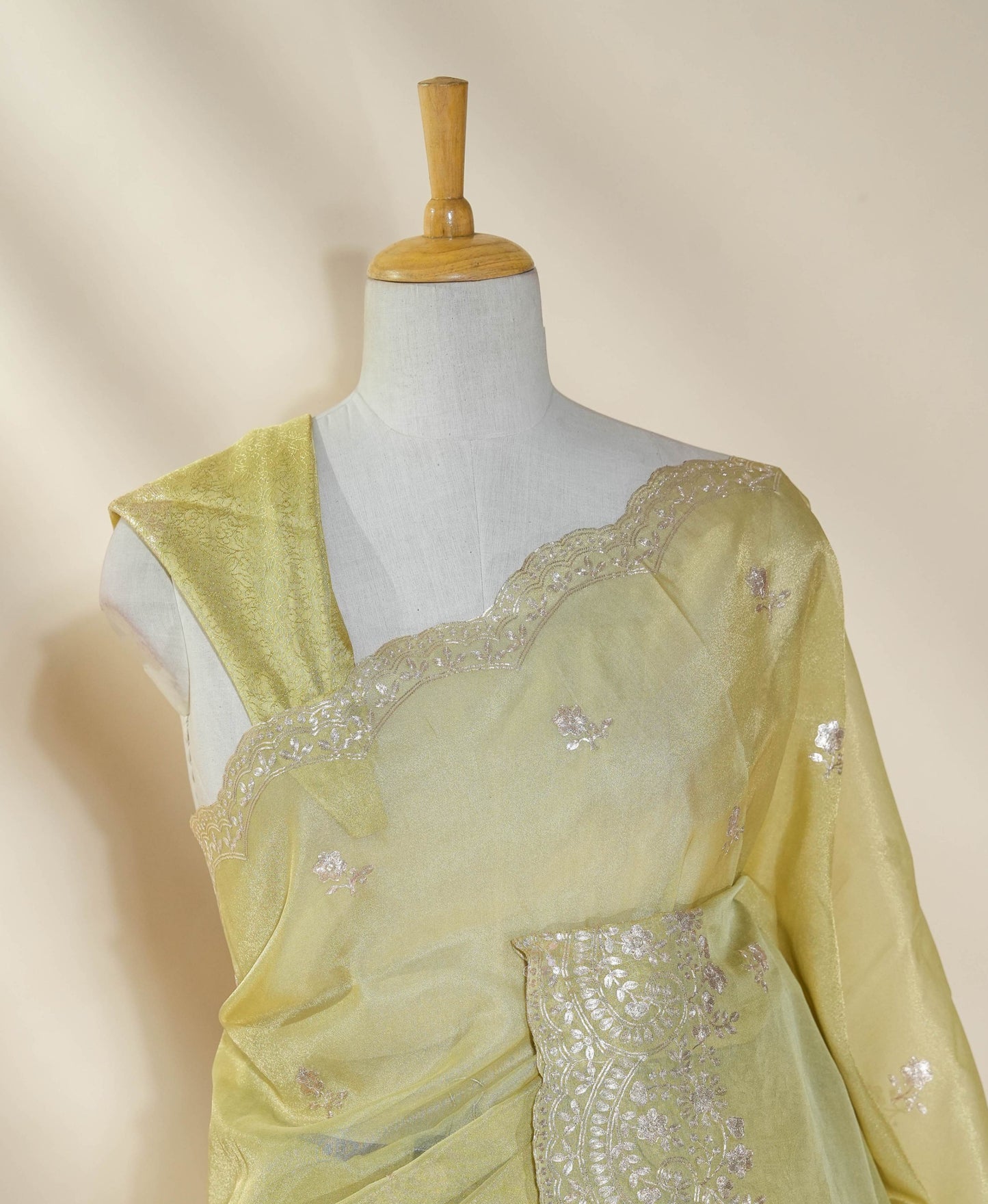 Gold Embroidery Tissue Saree