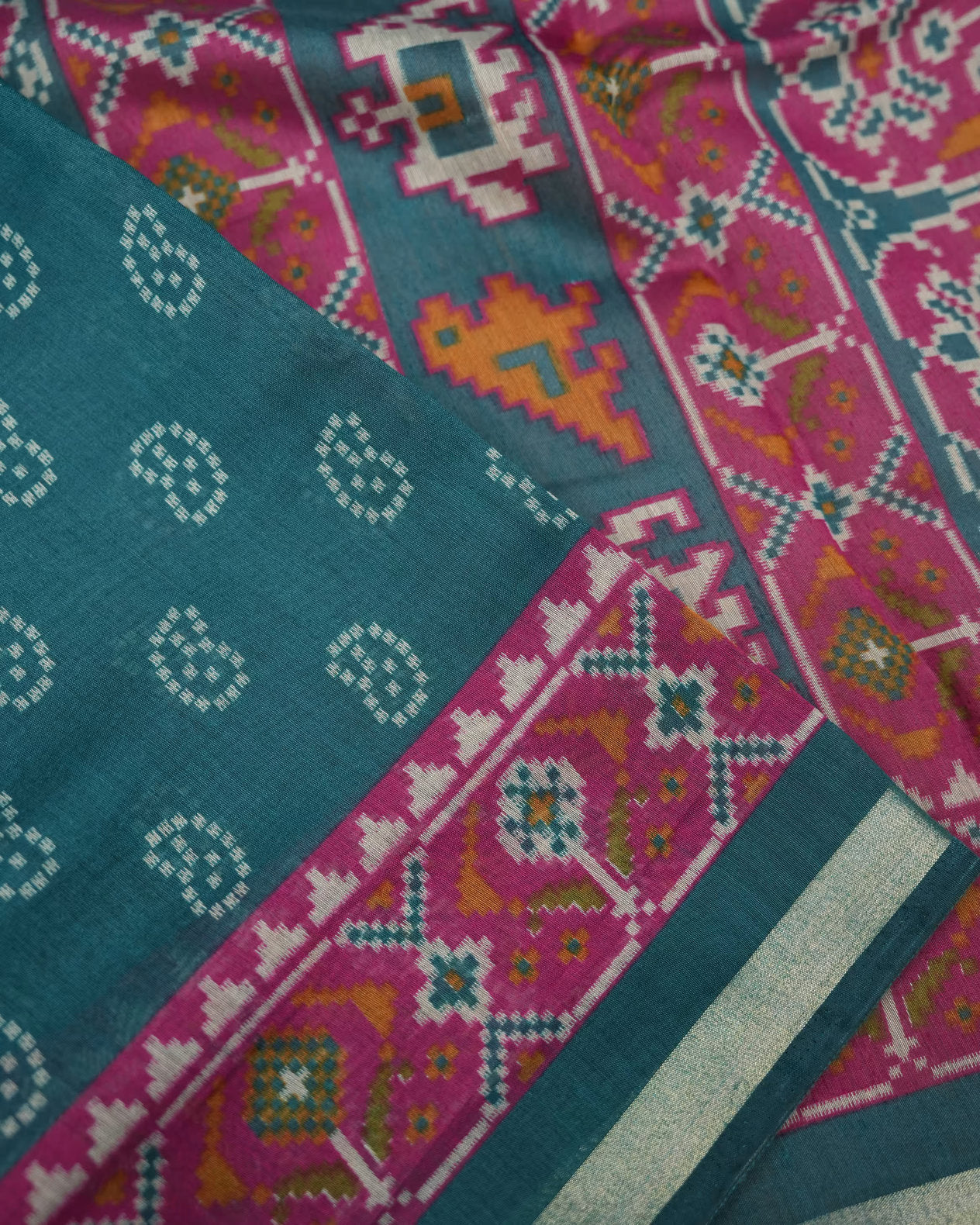 Ferozi Color Chanderi Saree