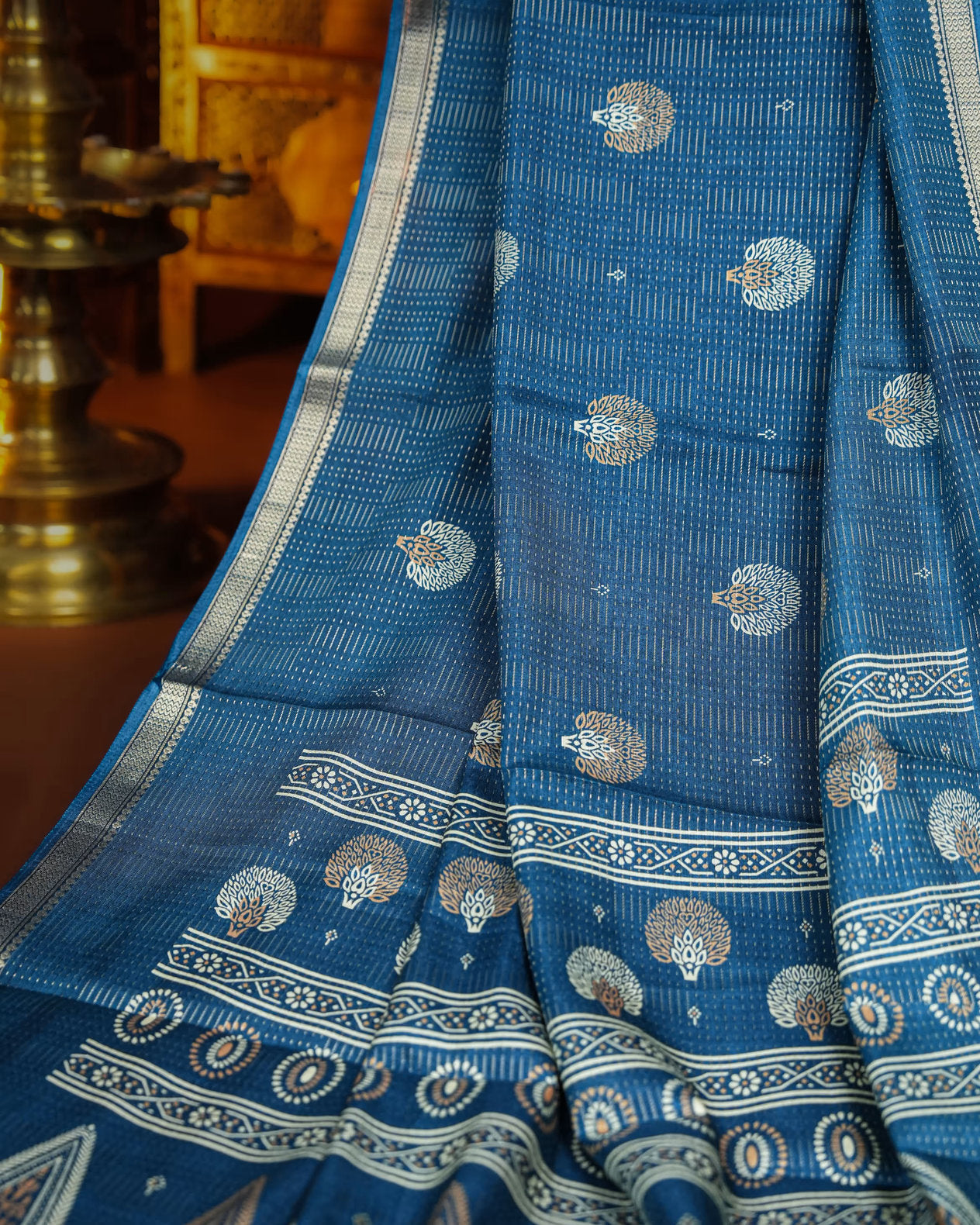 Ferozi Color Silk Saree