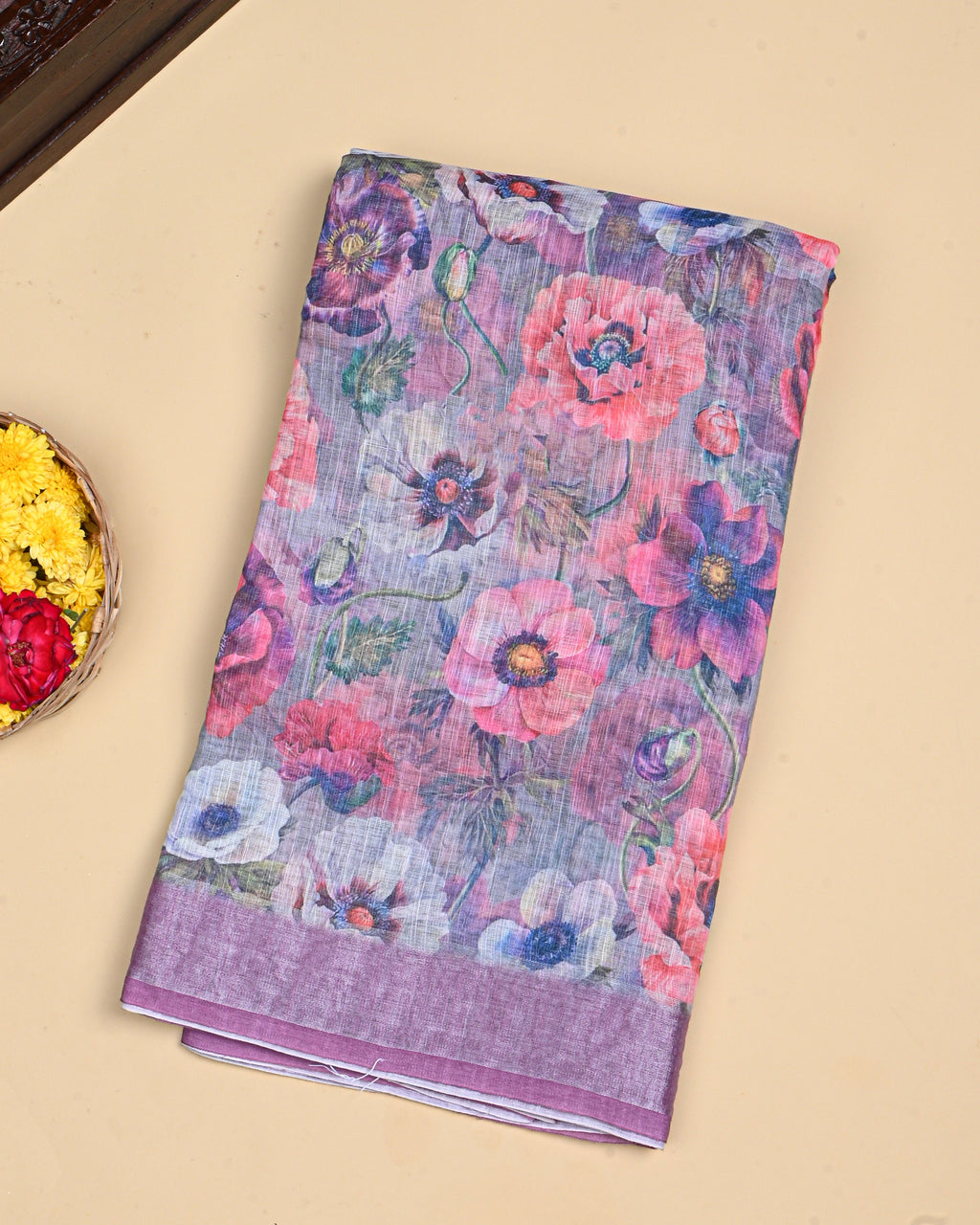 Grey Color Lenin Saree