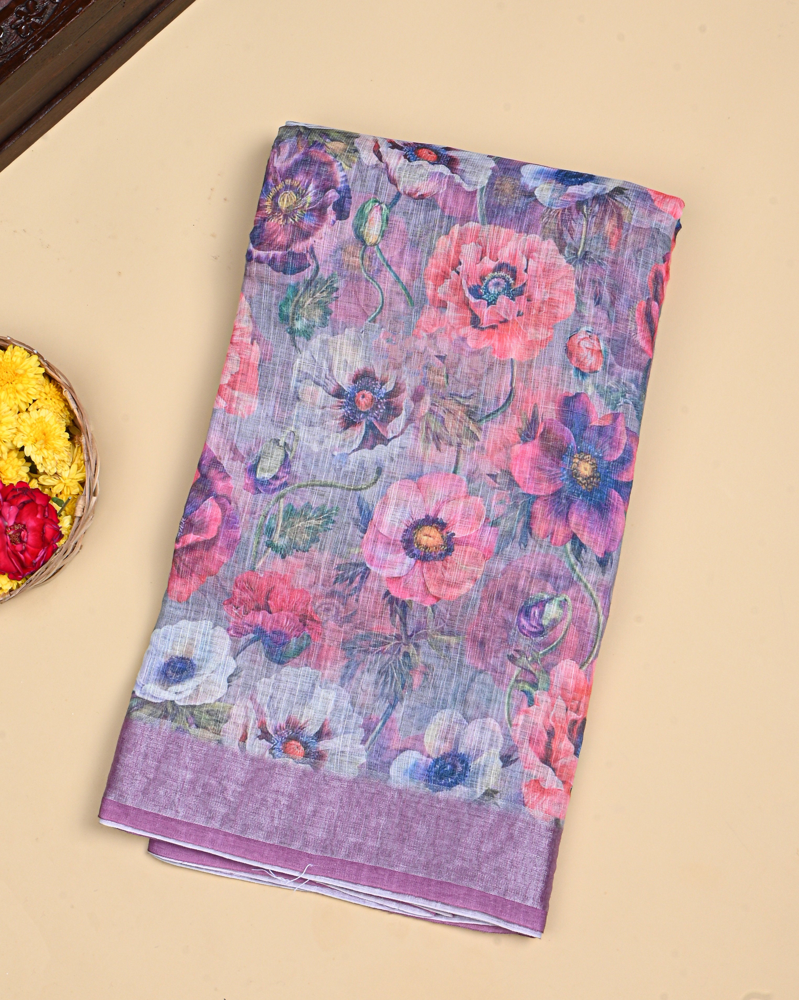 Grey Color Lenin Saree