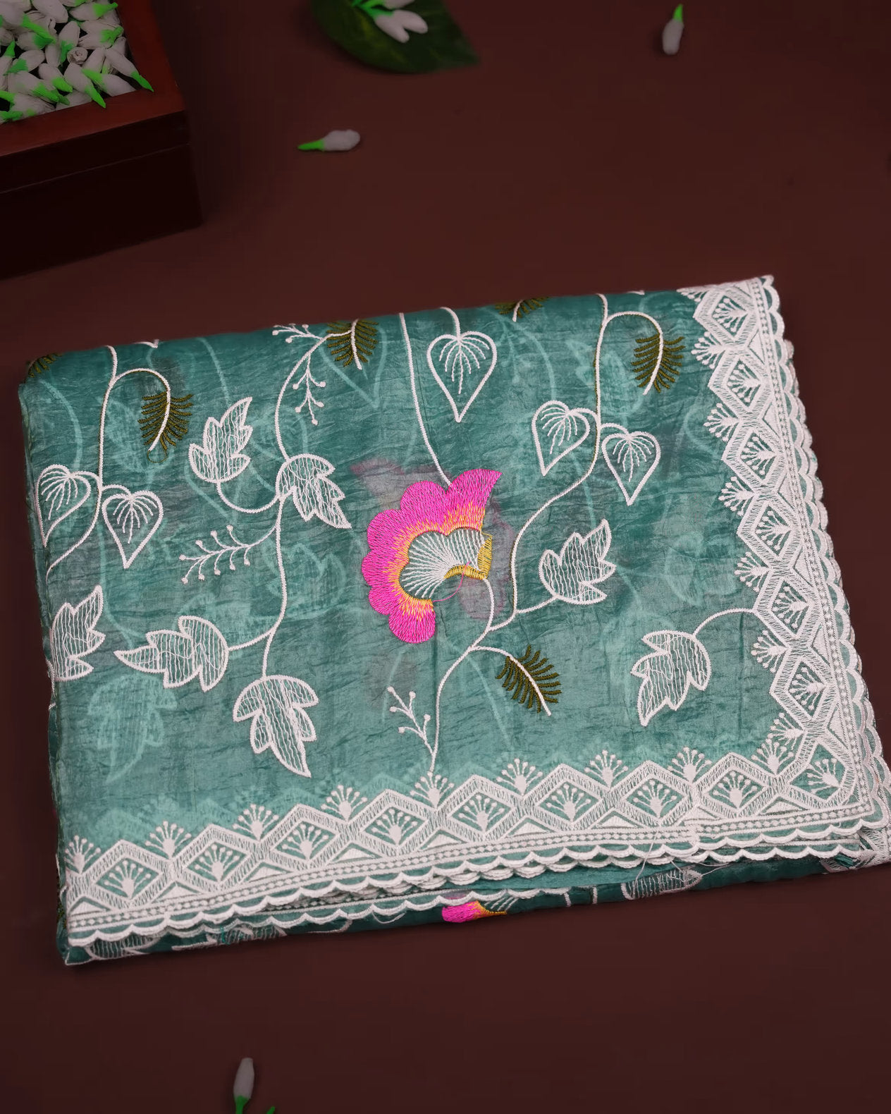 Ferozi Color Organza Saree