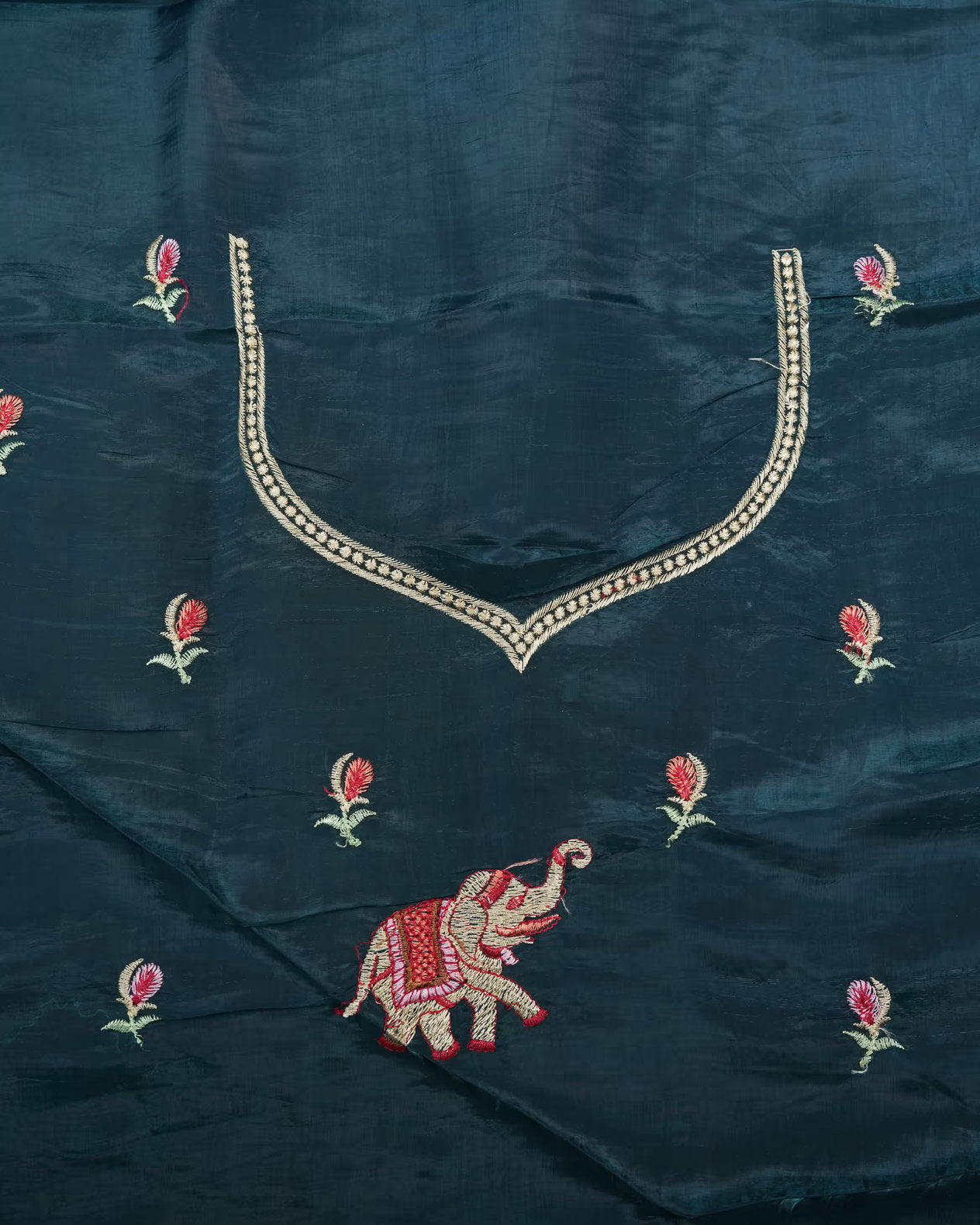 Ferozi Color Organza Saree