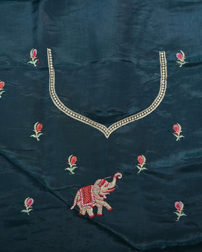 Ferozi Color Organza Saree