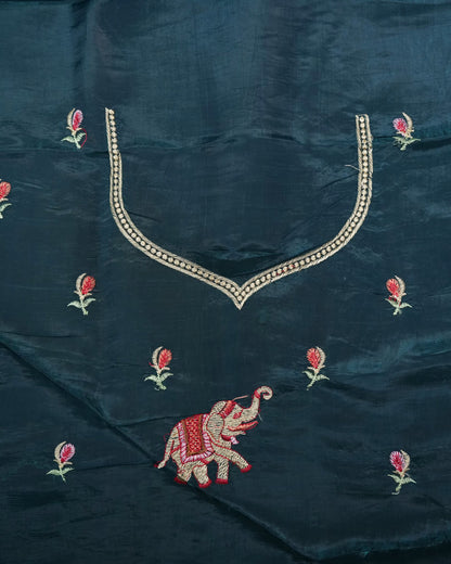 Ferozi Color Organza Saree