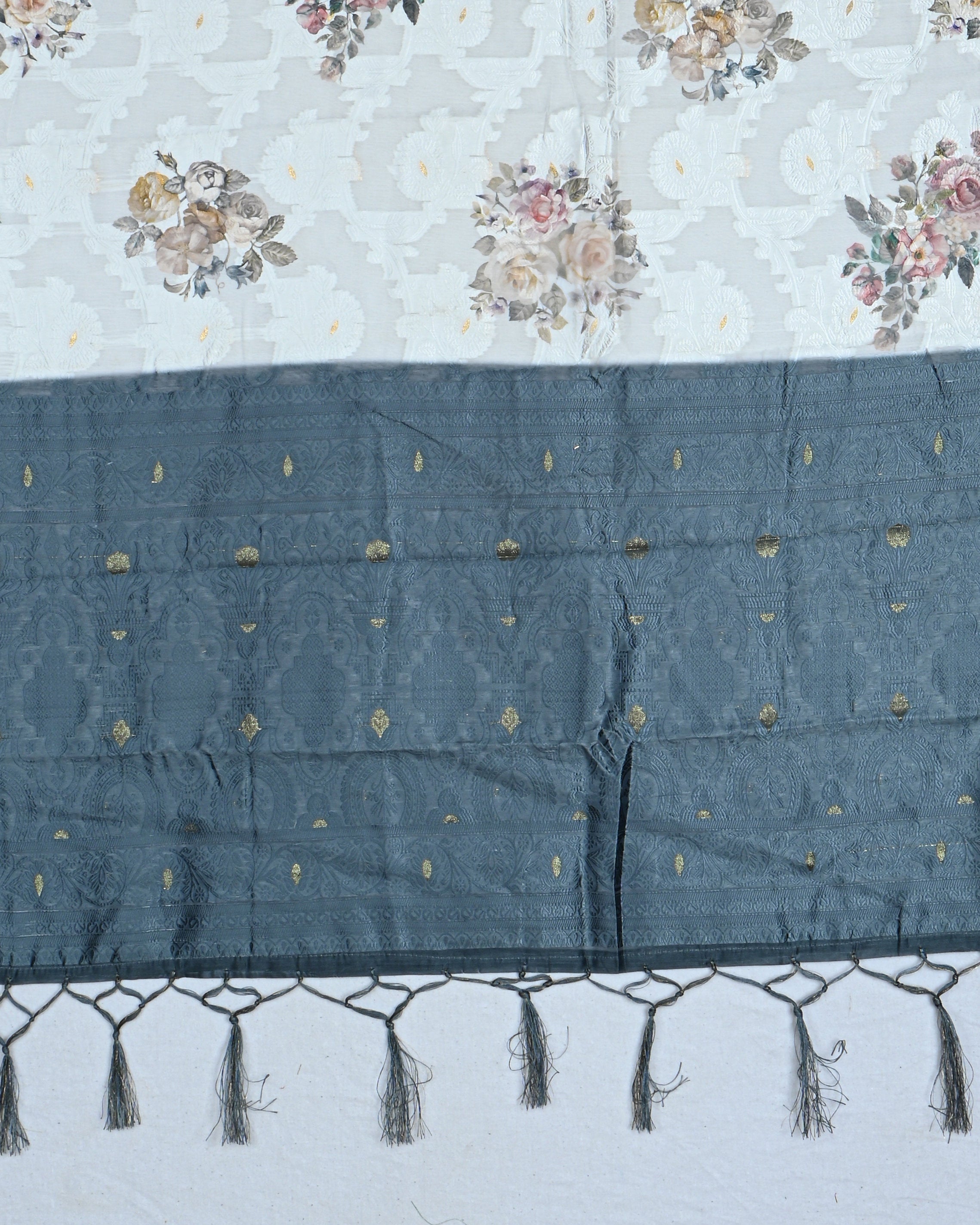 Off White color Chanderi Saree