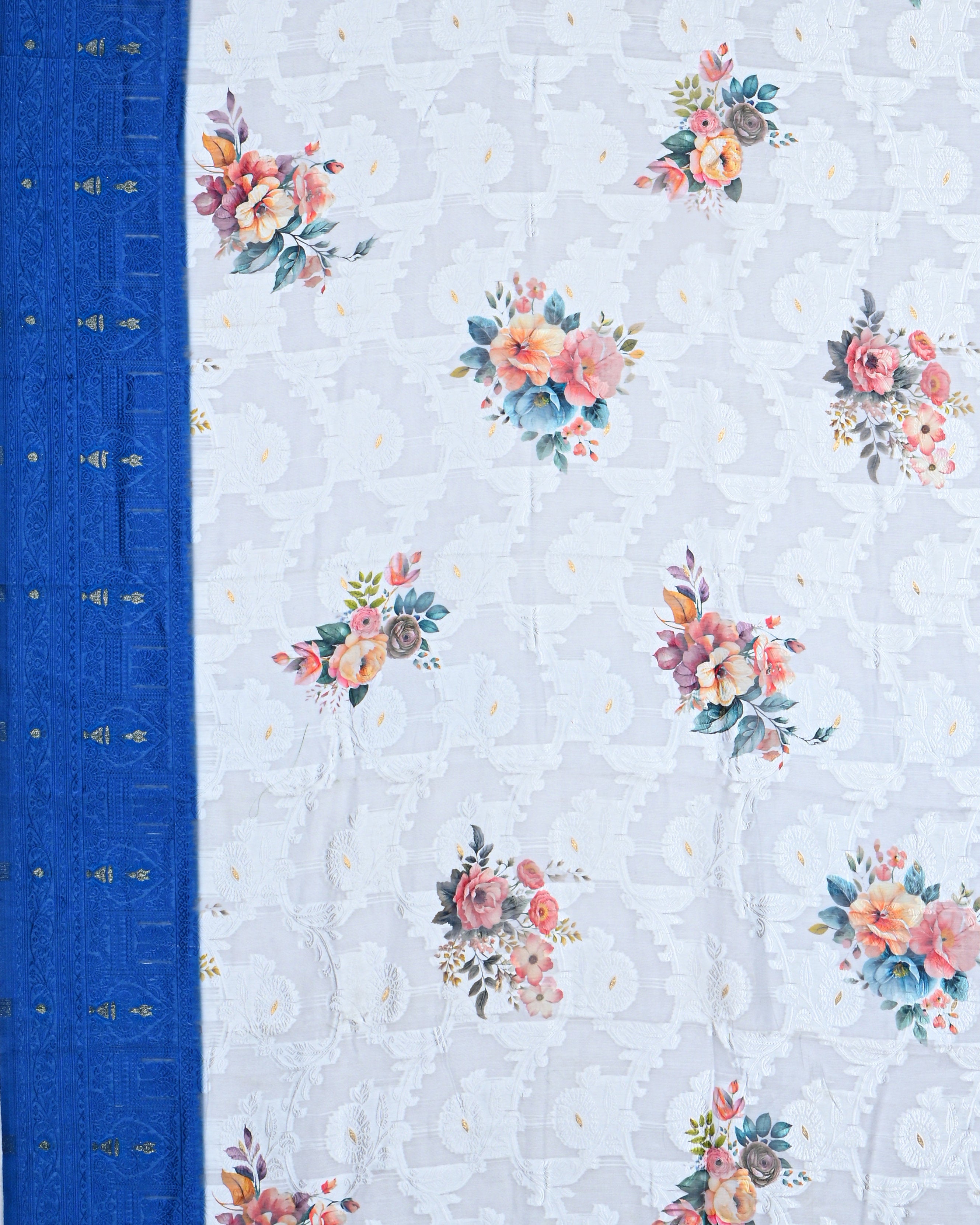 Off White color Chanderi Saree