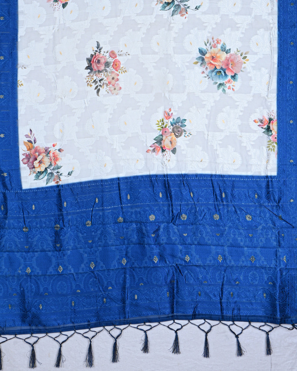 Off White color Chanderi Saree