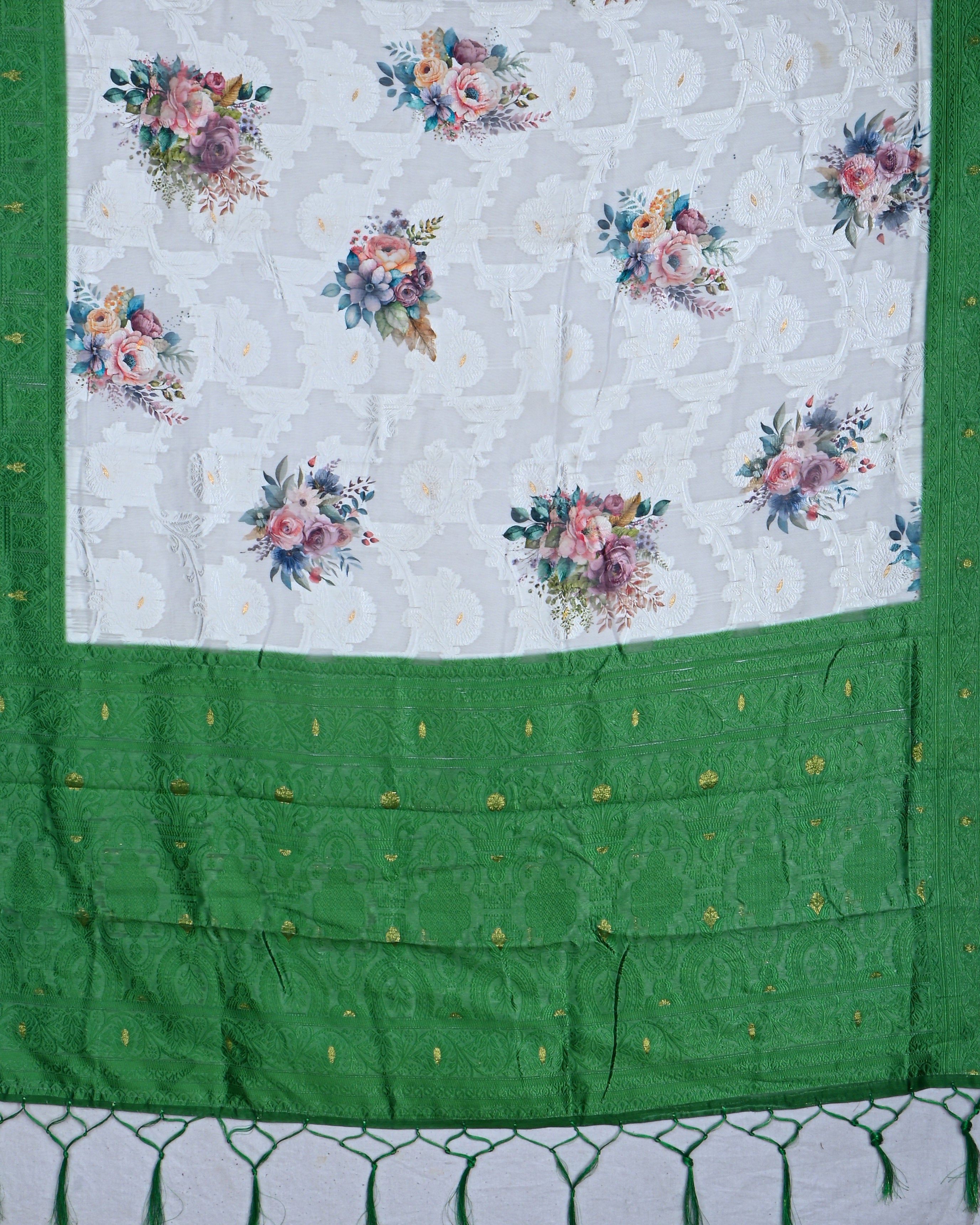 Off White color Chanderi Saree