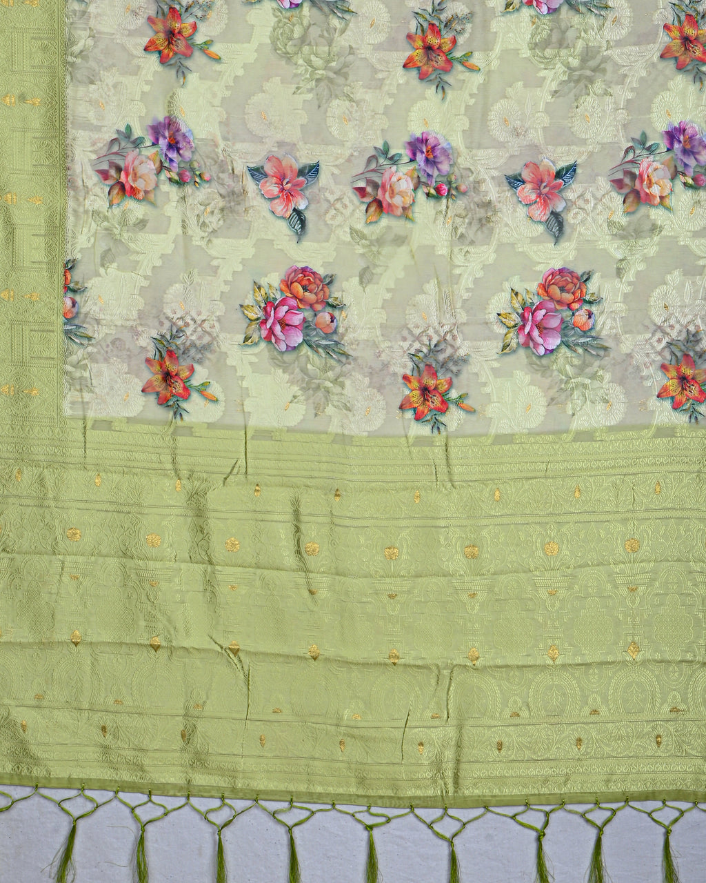 Green color Chanderi Saree