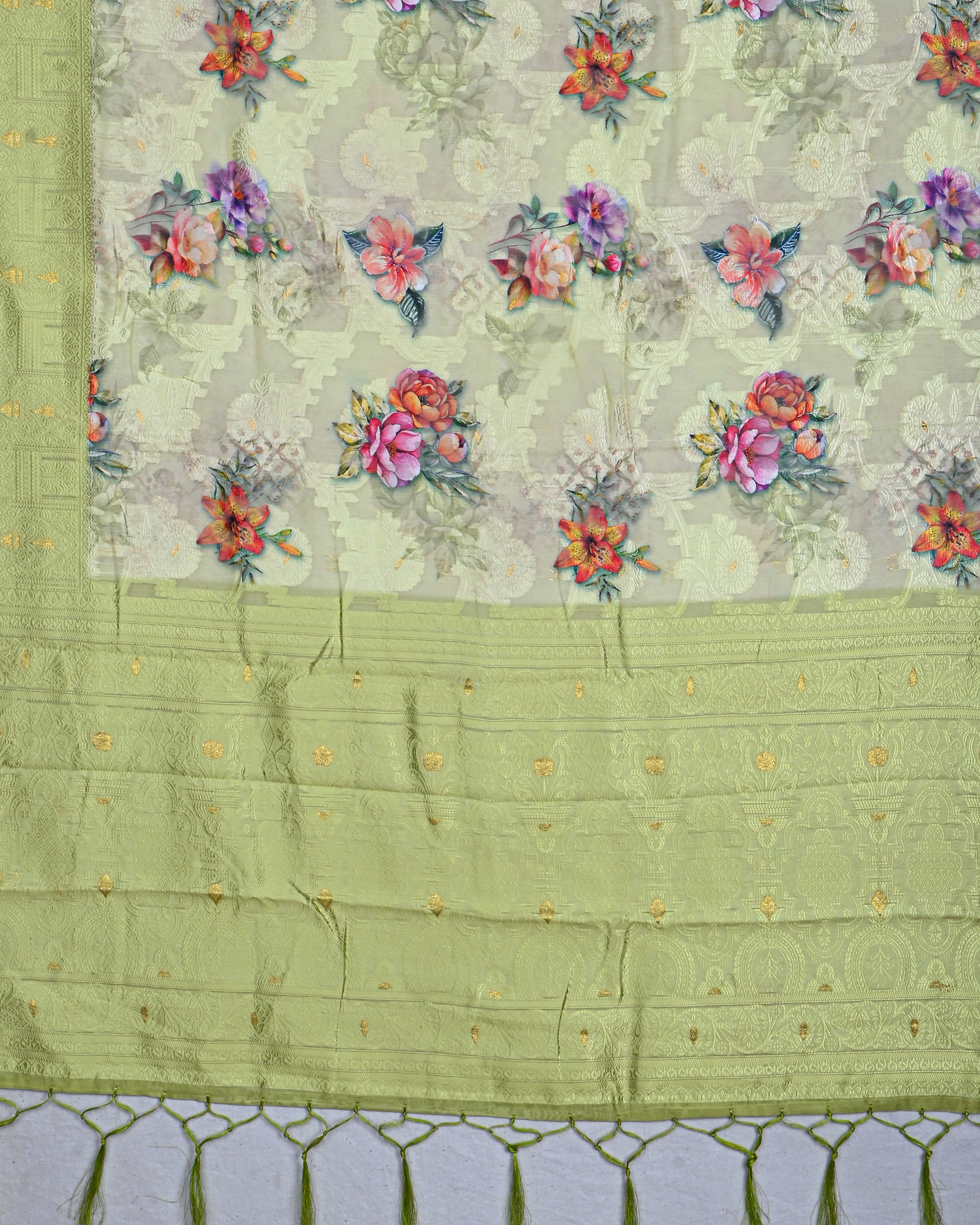 Green color Chanderi Saree