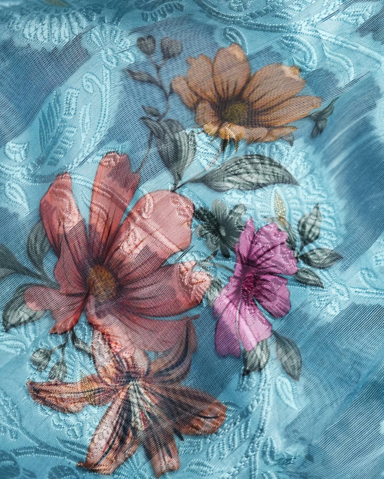 Ferozi Color Chanderi Saree