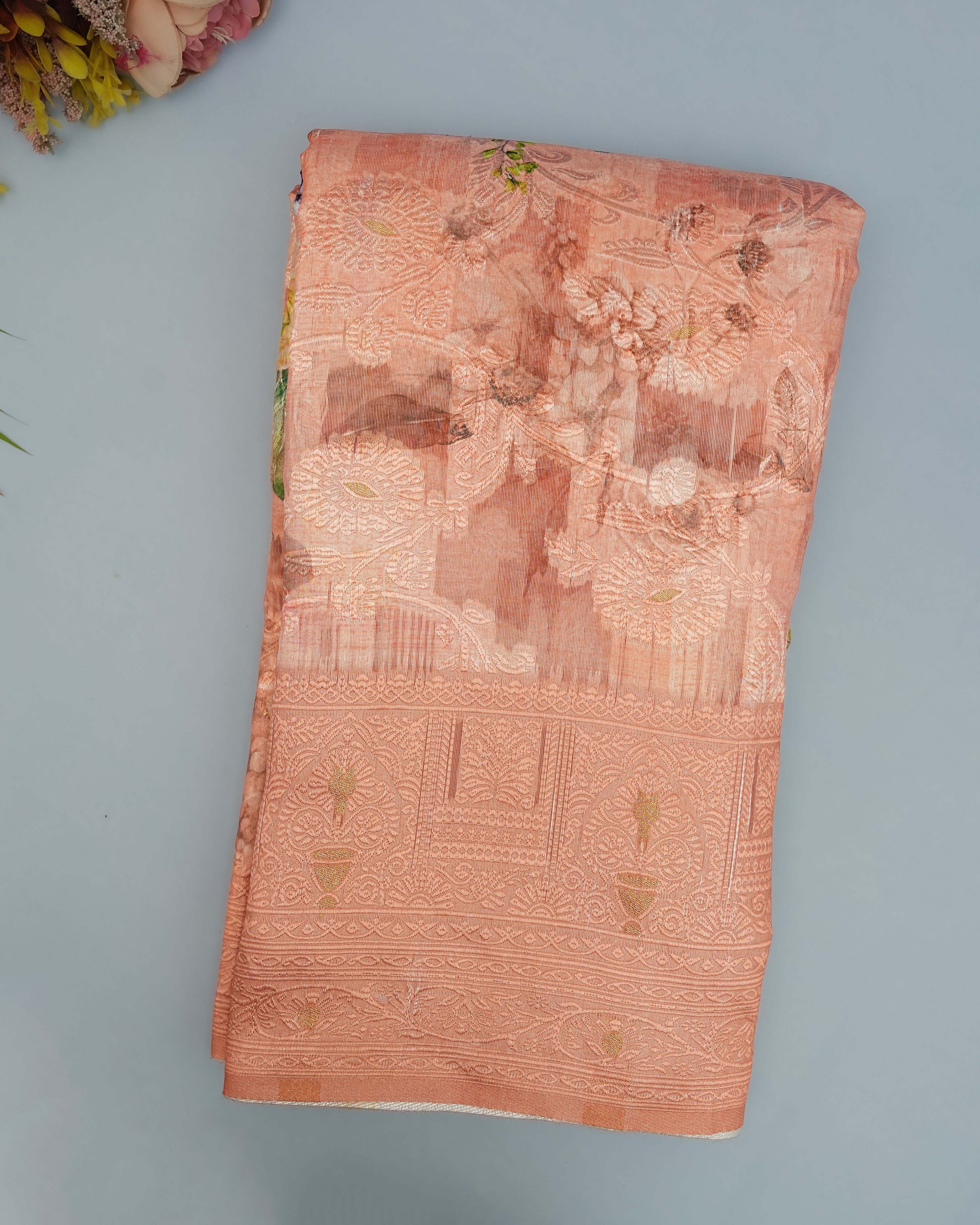 Pastel color Chanderi Saree