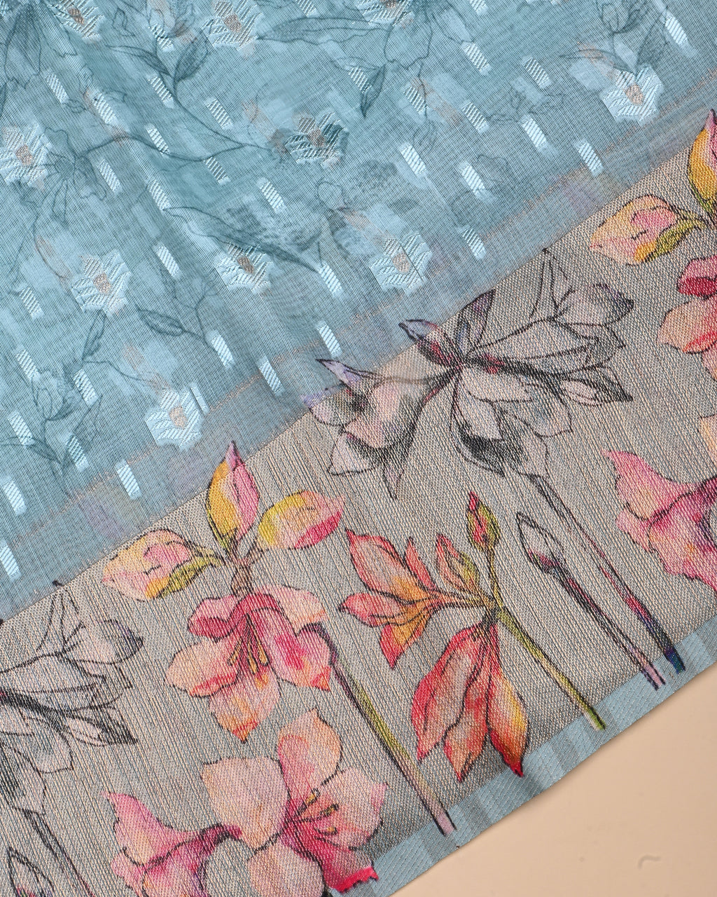 Ferozi Color Chanderi Saree