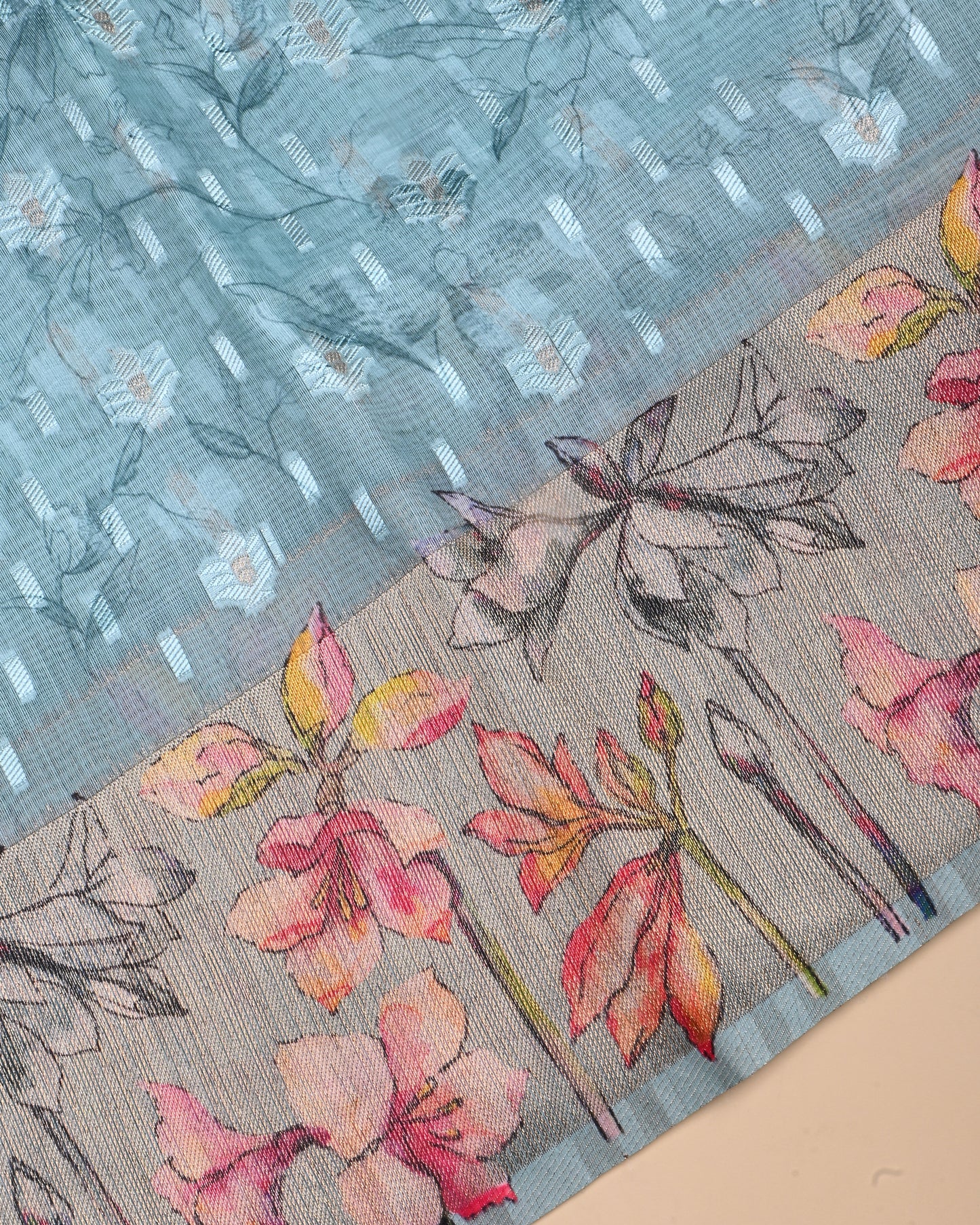 Ferozi Color Chanderi Saree