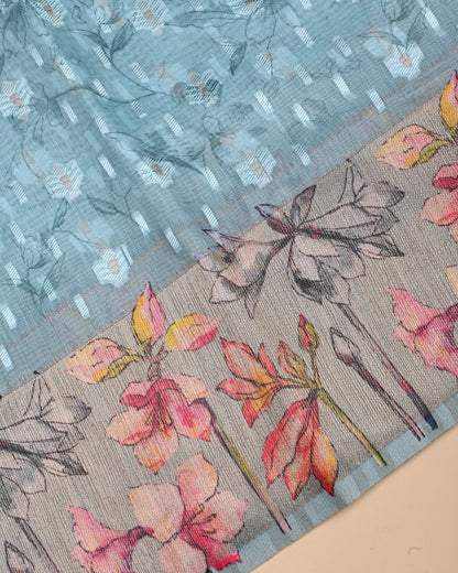 Ferozi Color Chanderi Saree