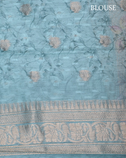 Ferozi Color Chanderi Saree