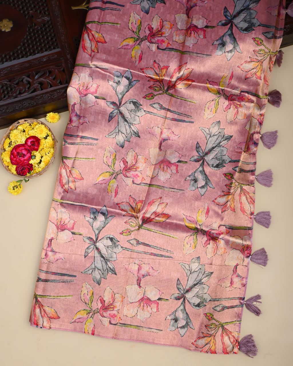 Pink Color Chanderi Saree