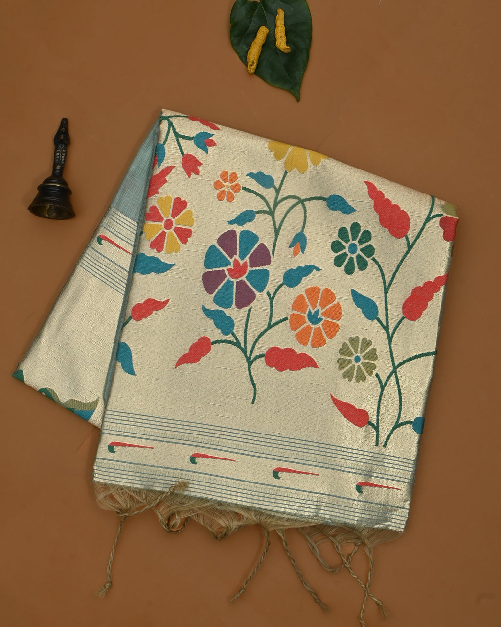 Grey color Chanderi Saree