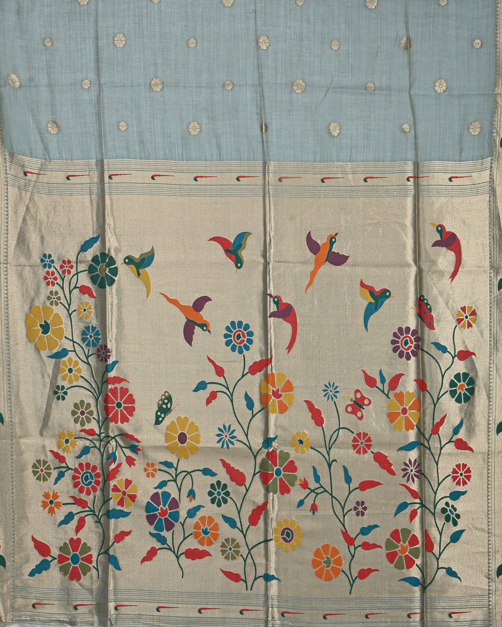 Grey color Chanderi Saree