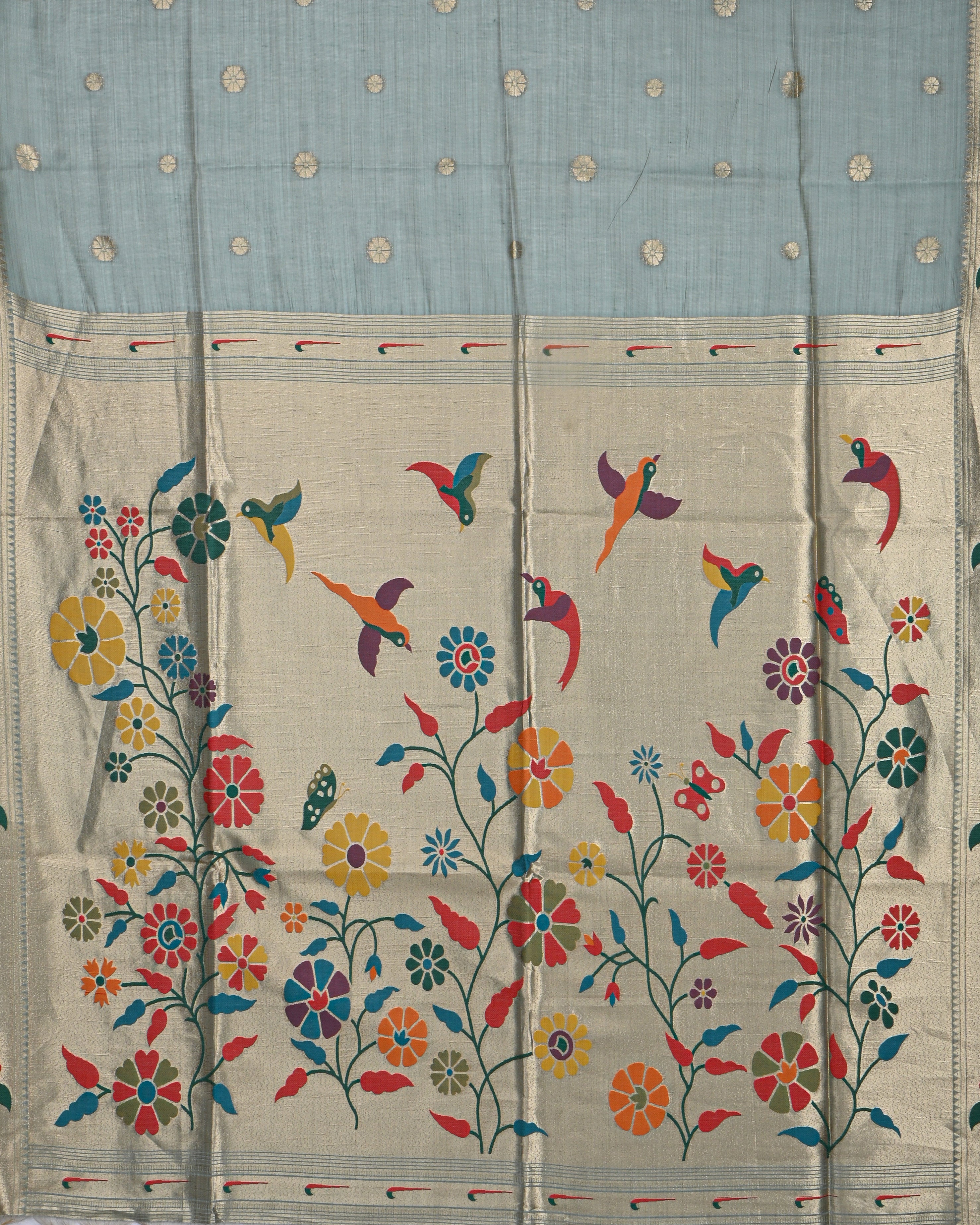 Grey color Chanderi Saree