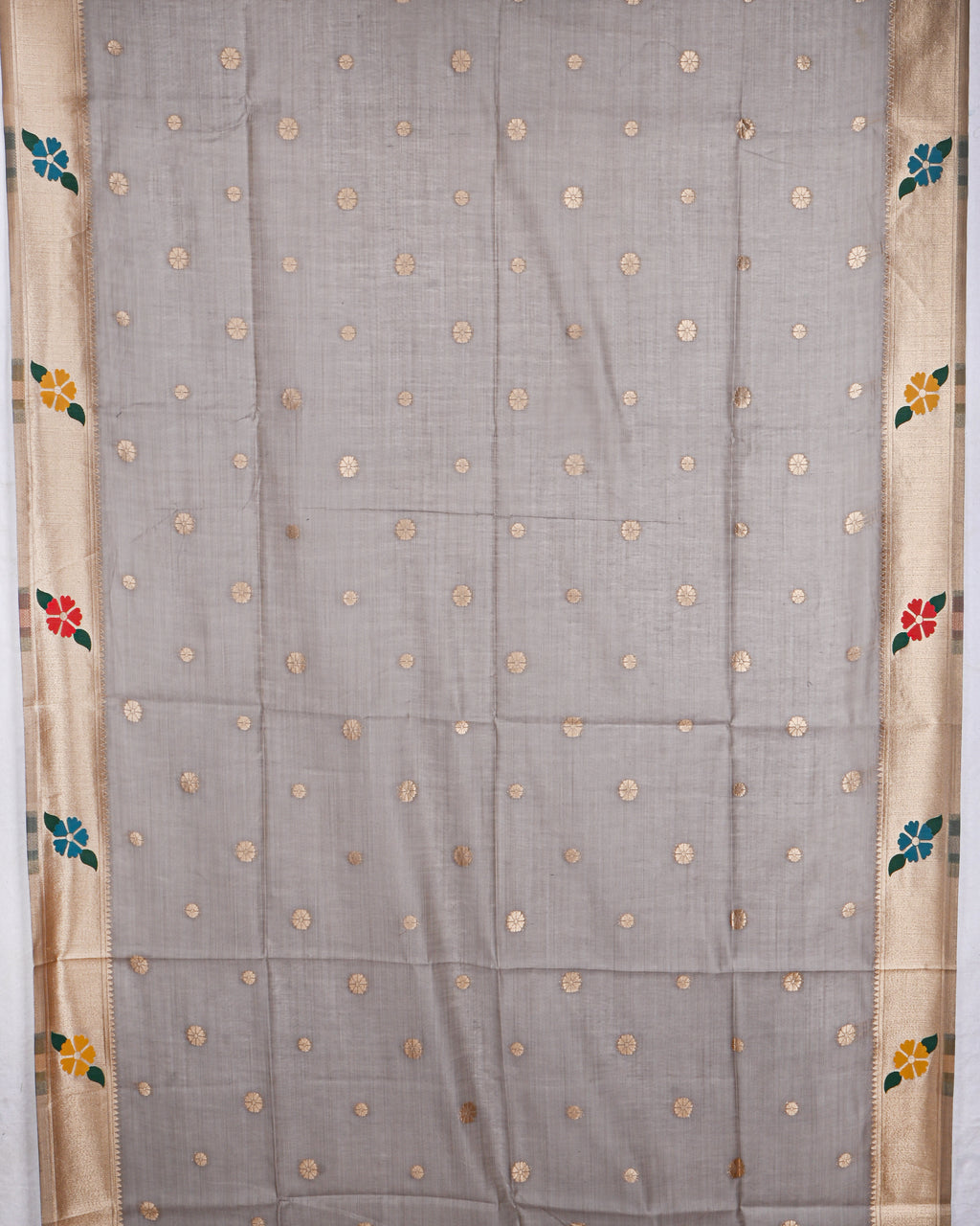 Grey color Chanderi Saree