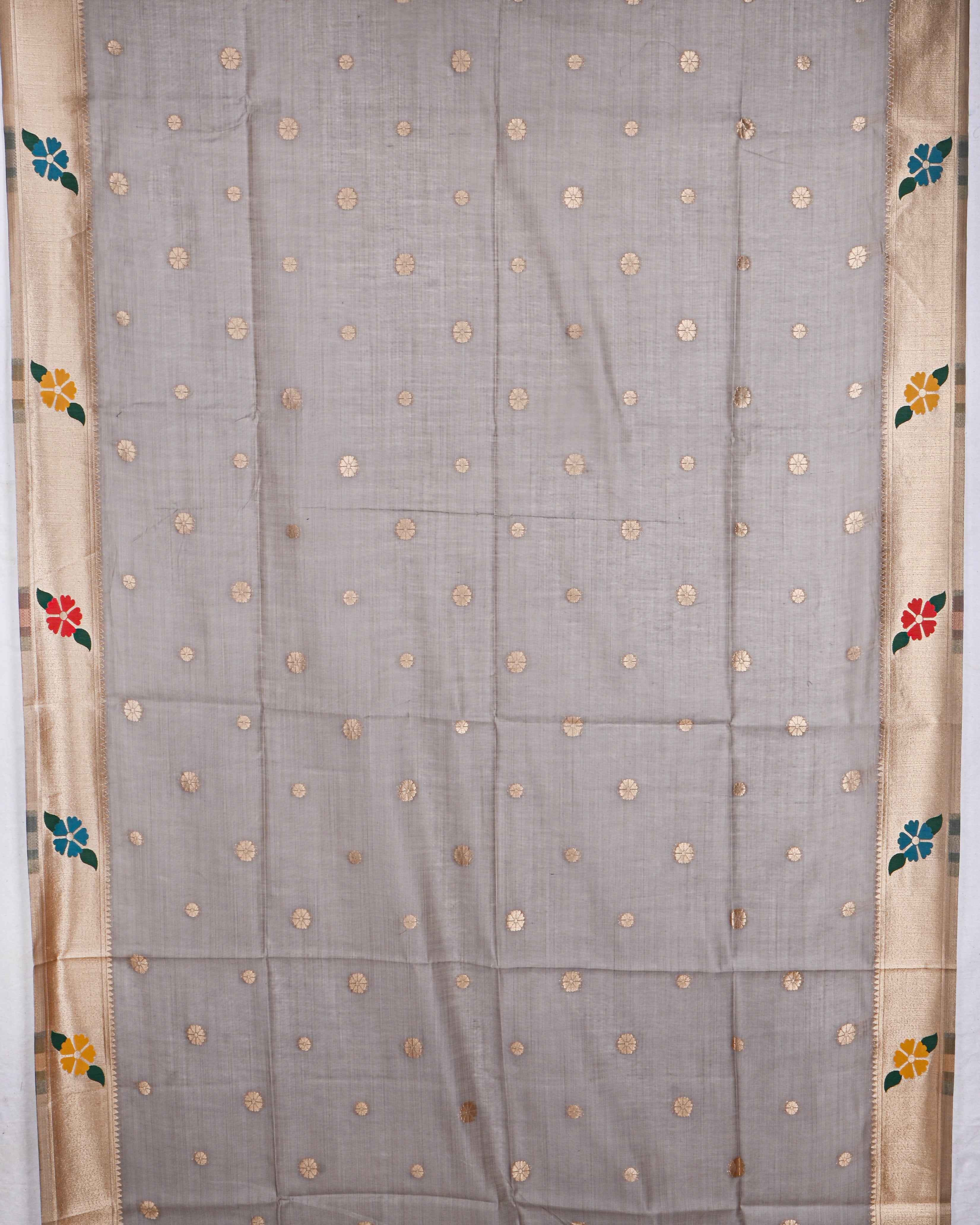 Grey color Chanderi Saree