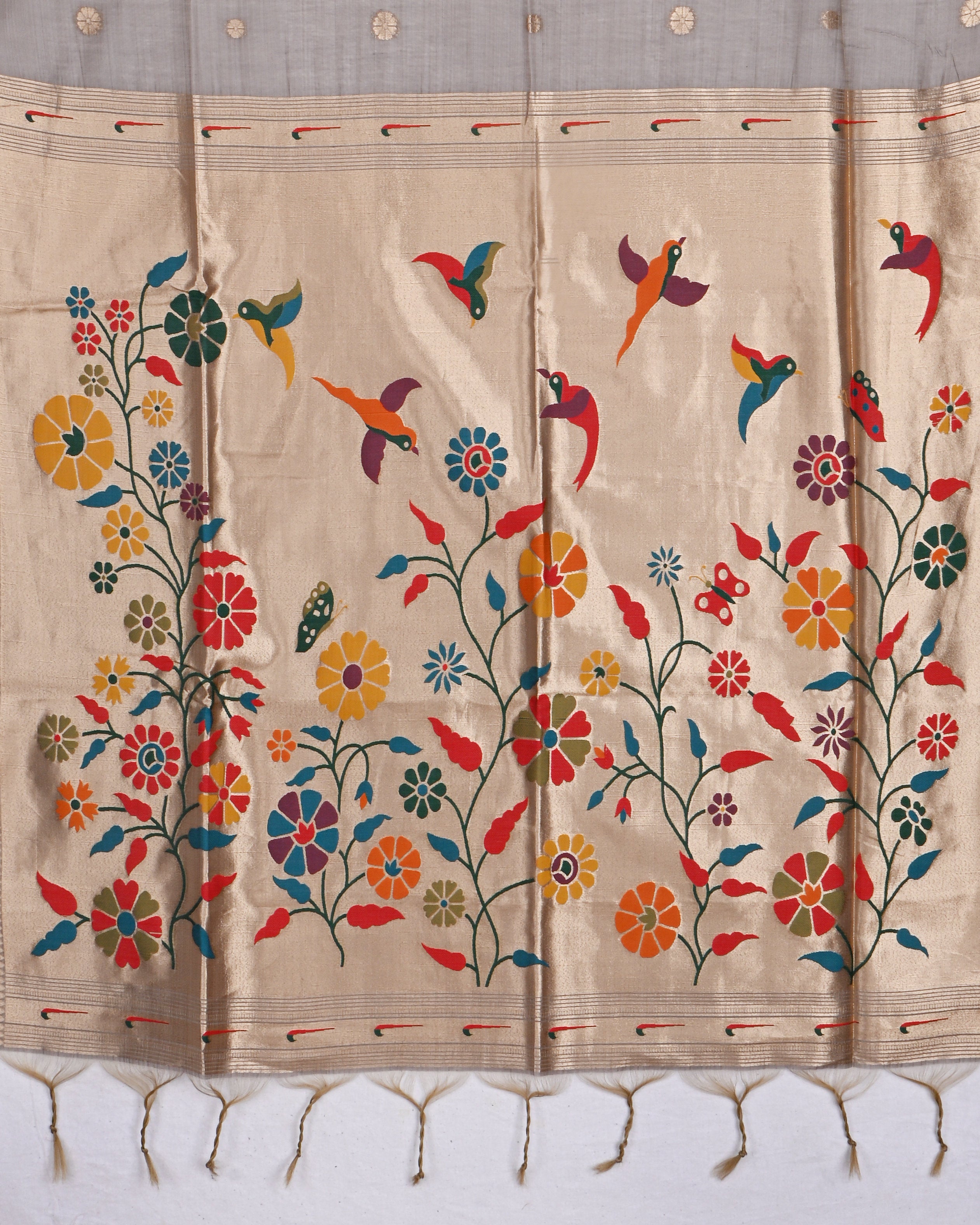 Grey color Chanderi Saree