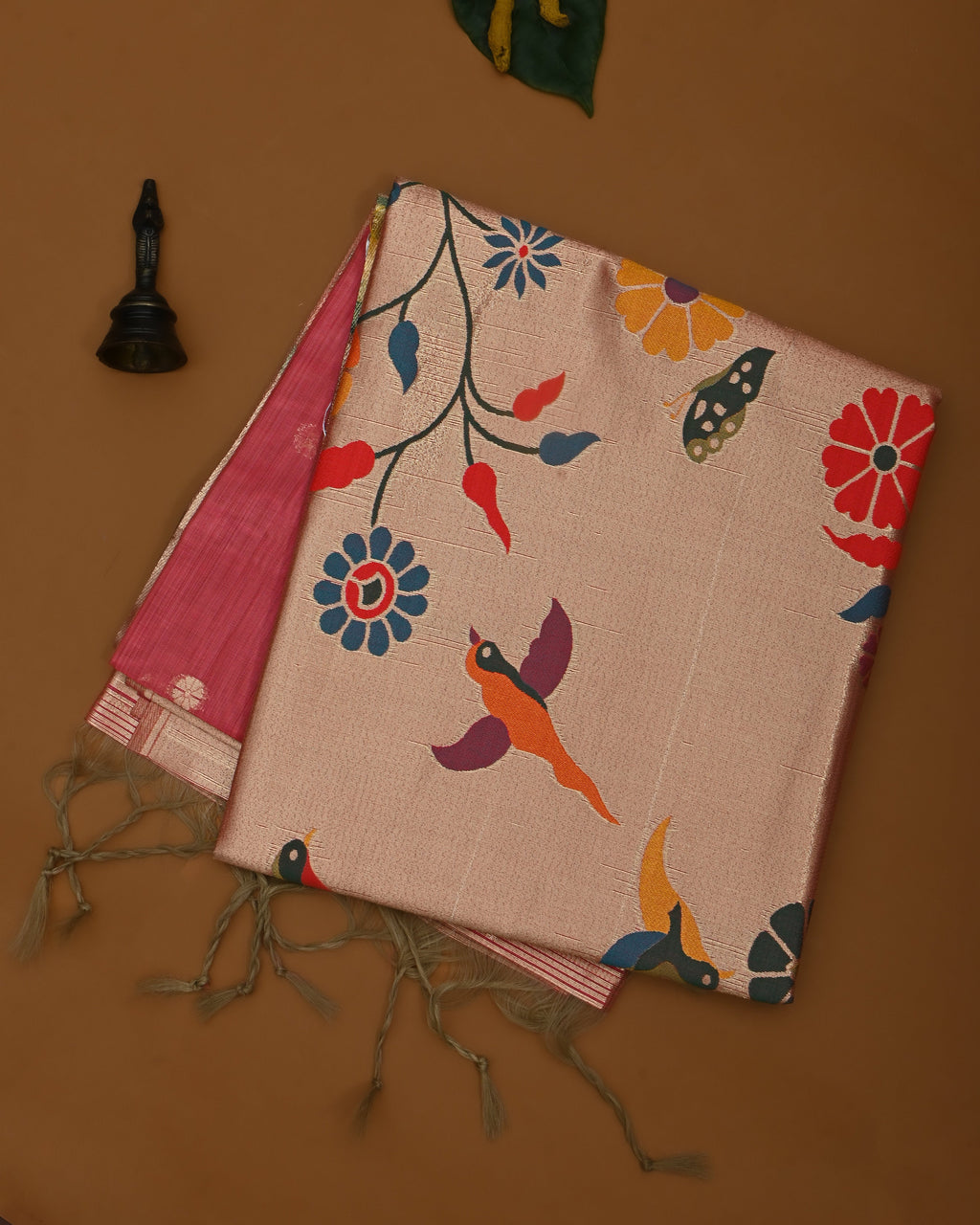 Pink color Chanderi Saree