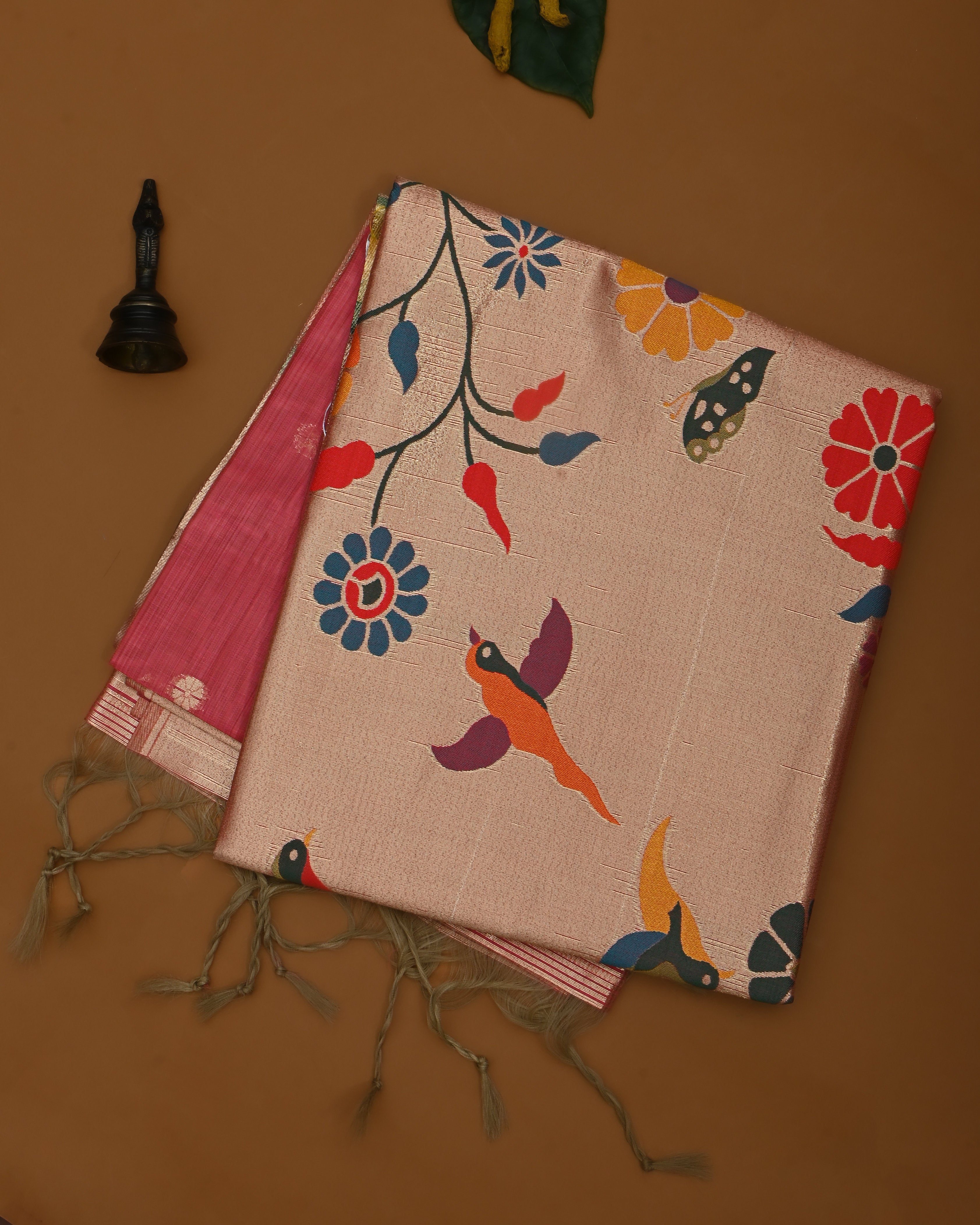 Pink color Chanderi Saree
