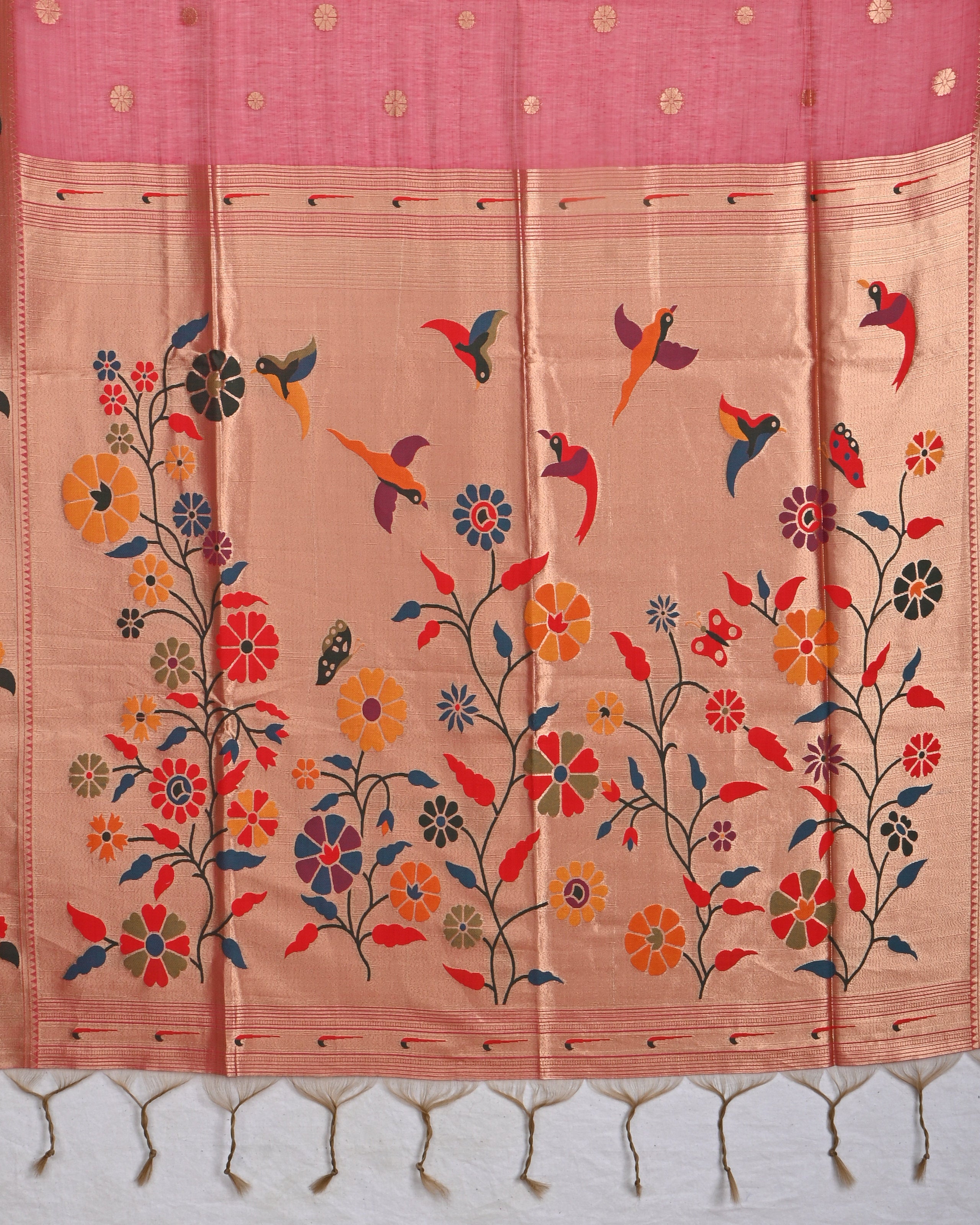 Pink color Chanderi Saree
