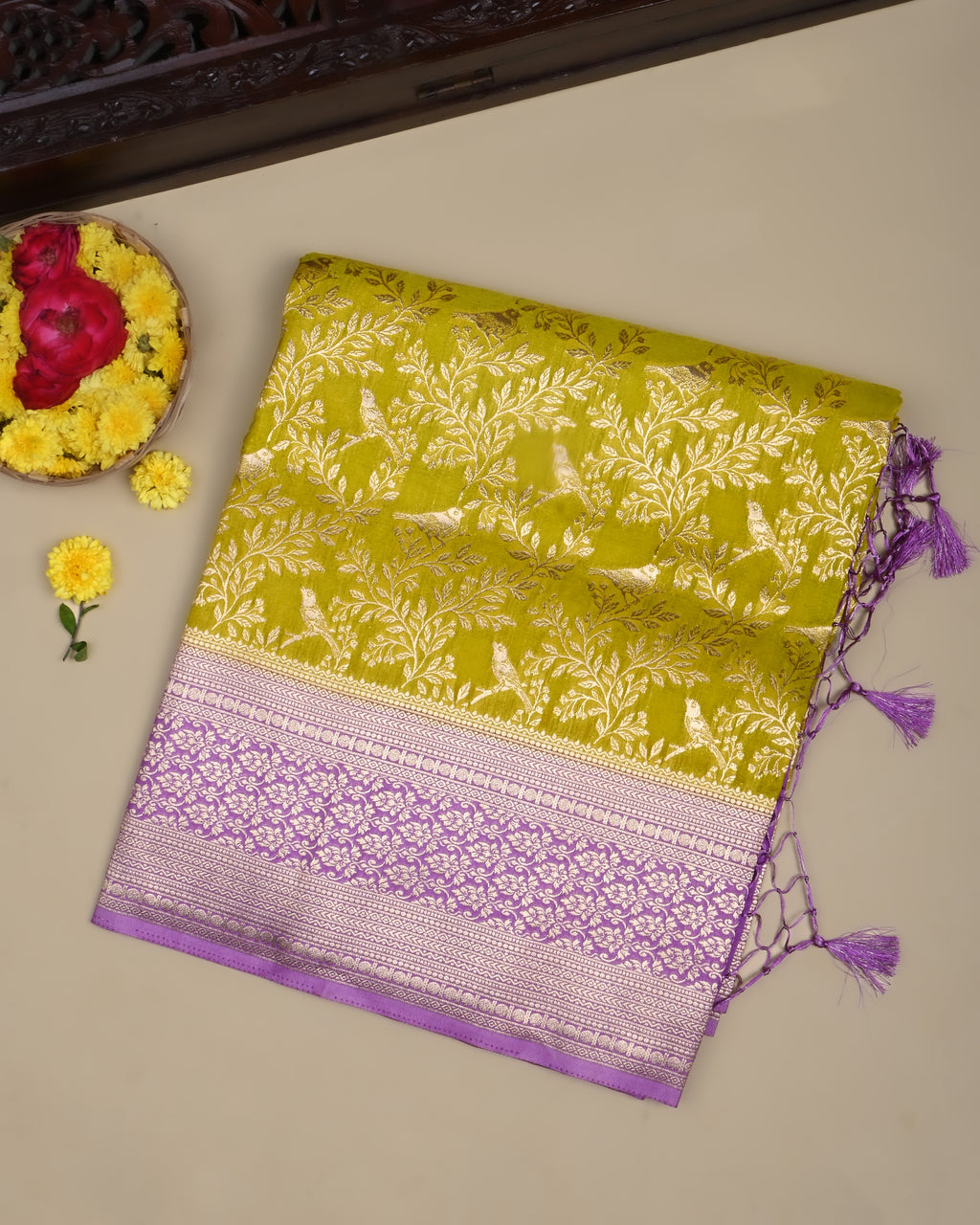 Yellow color Silk Saree