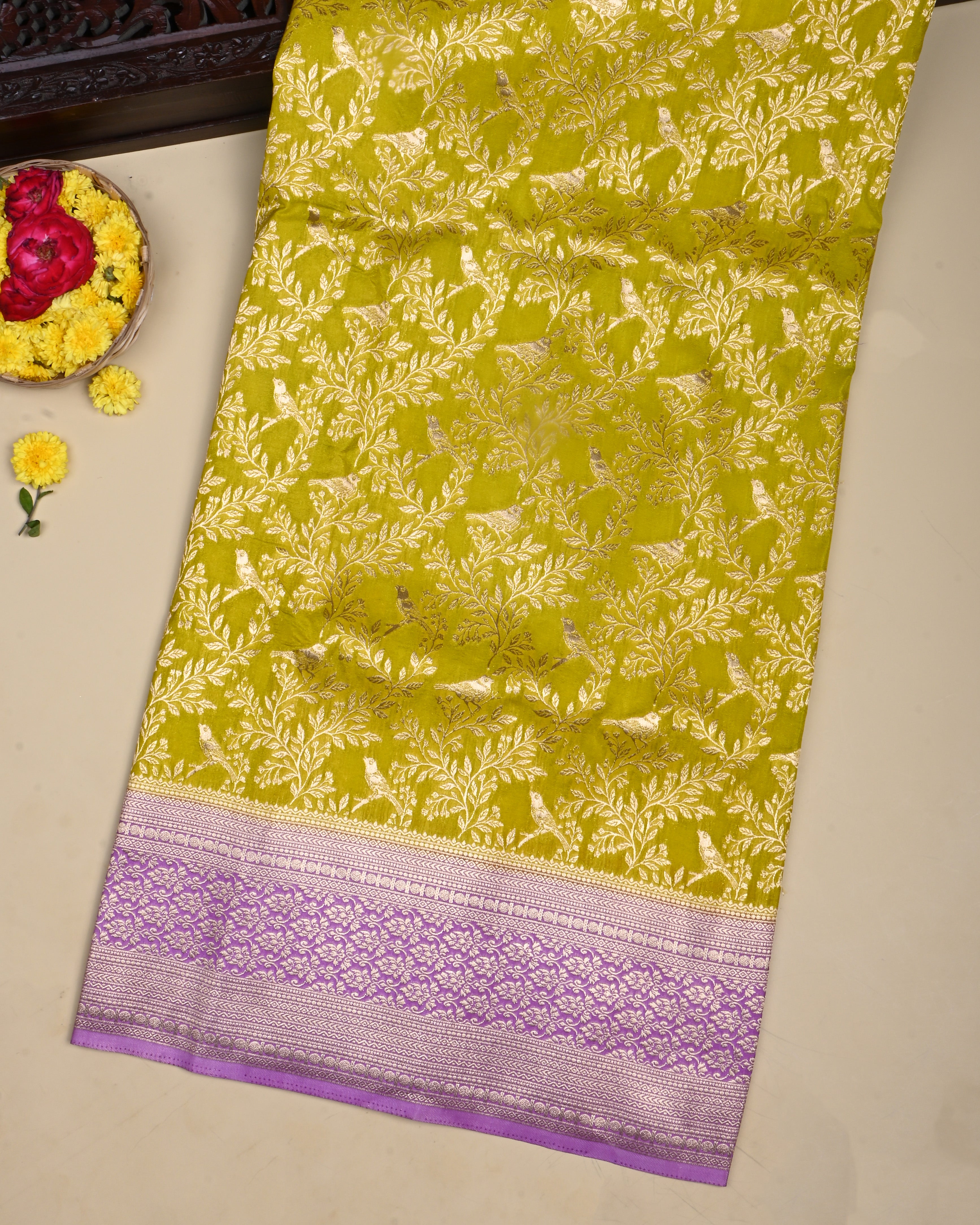 Yellow color Silk Saree
