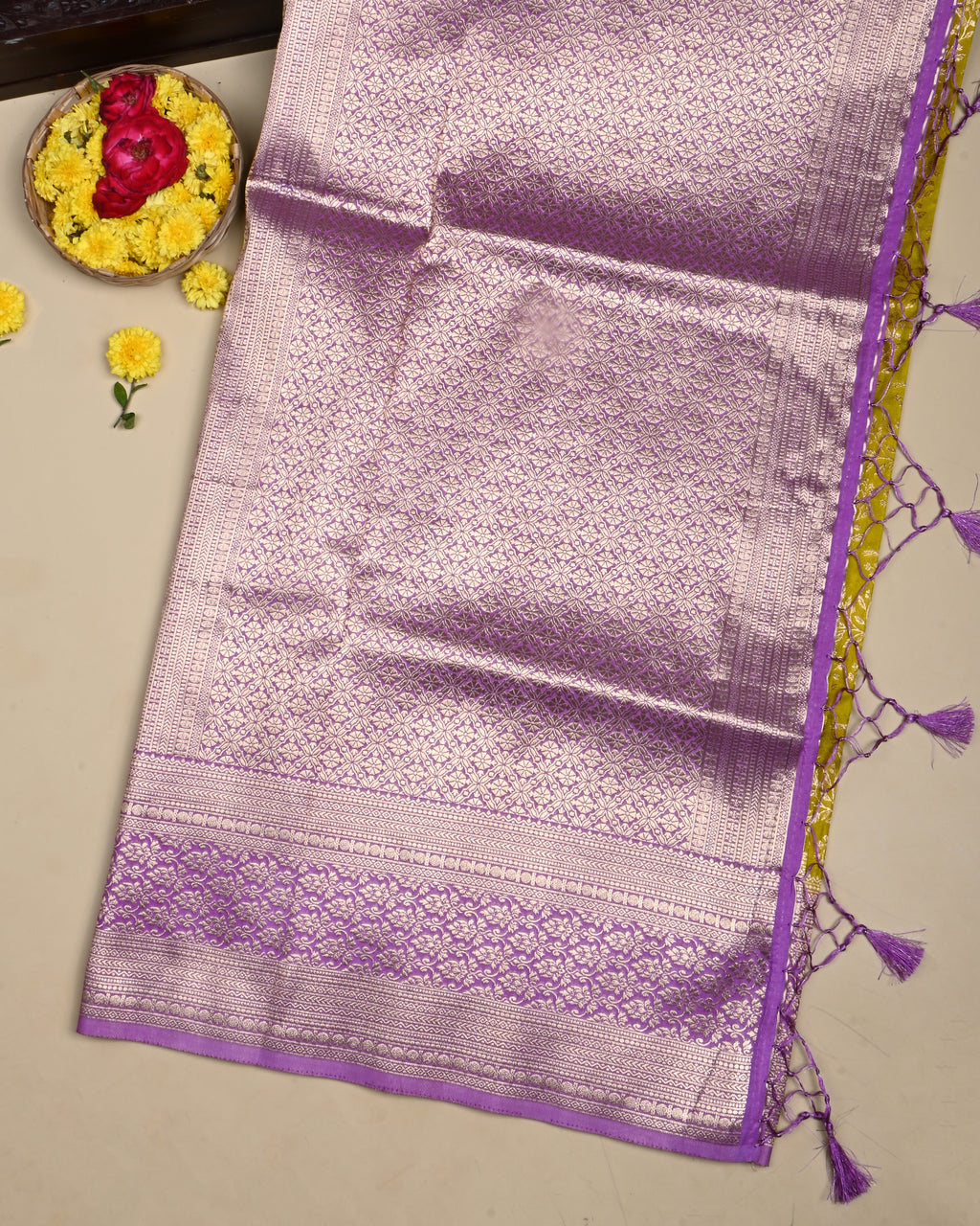 Yellow color Silk Saree