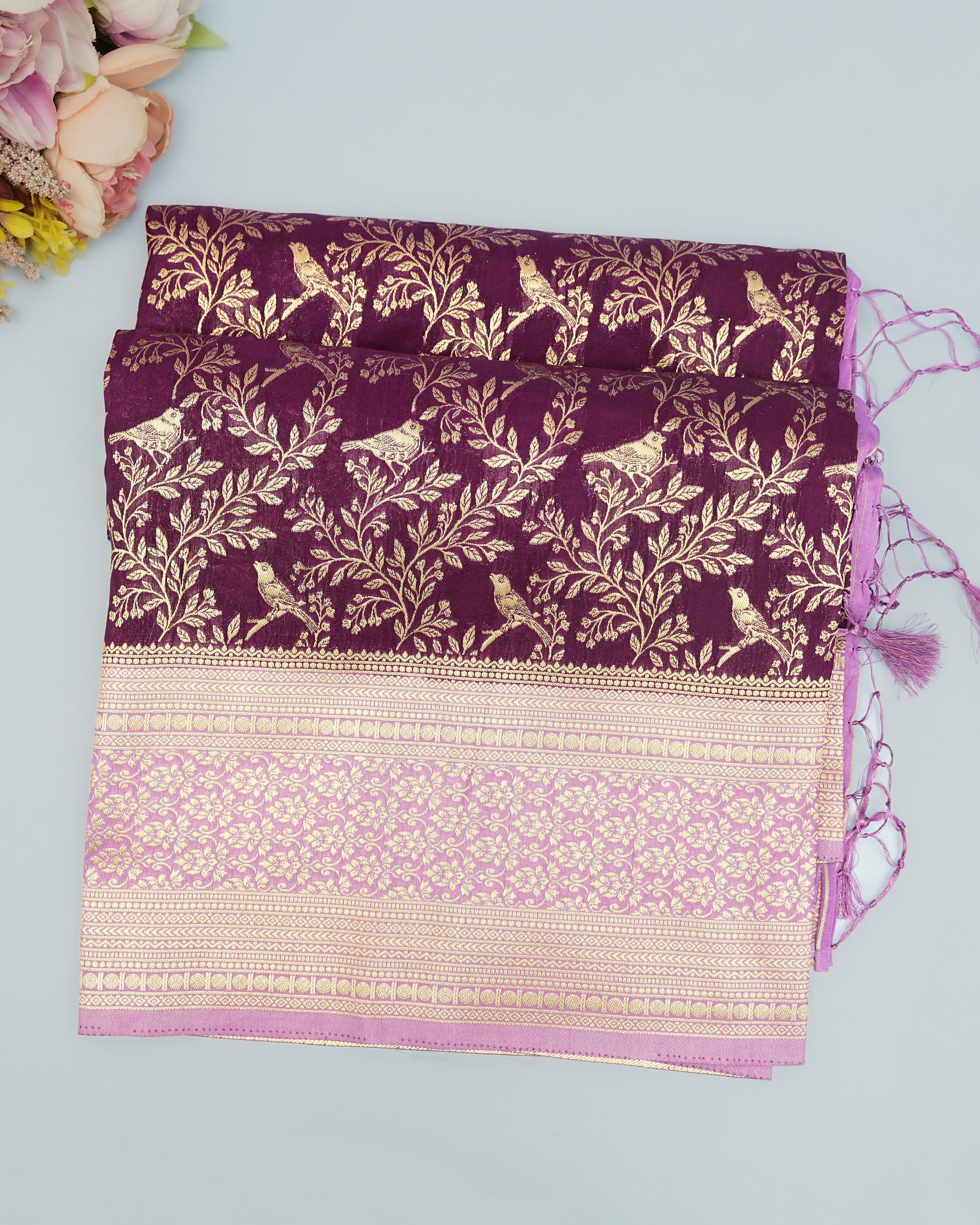 Purple color Silk Saree