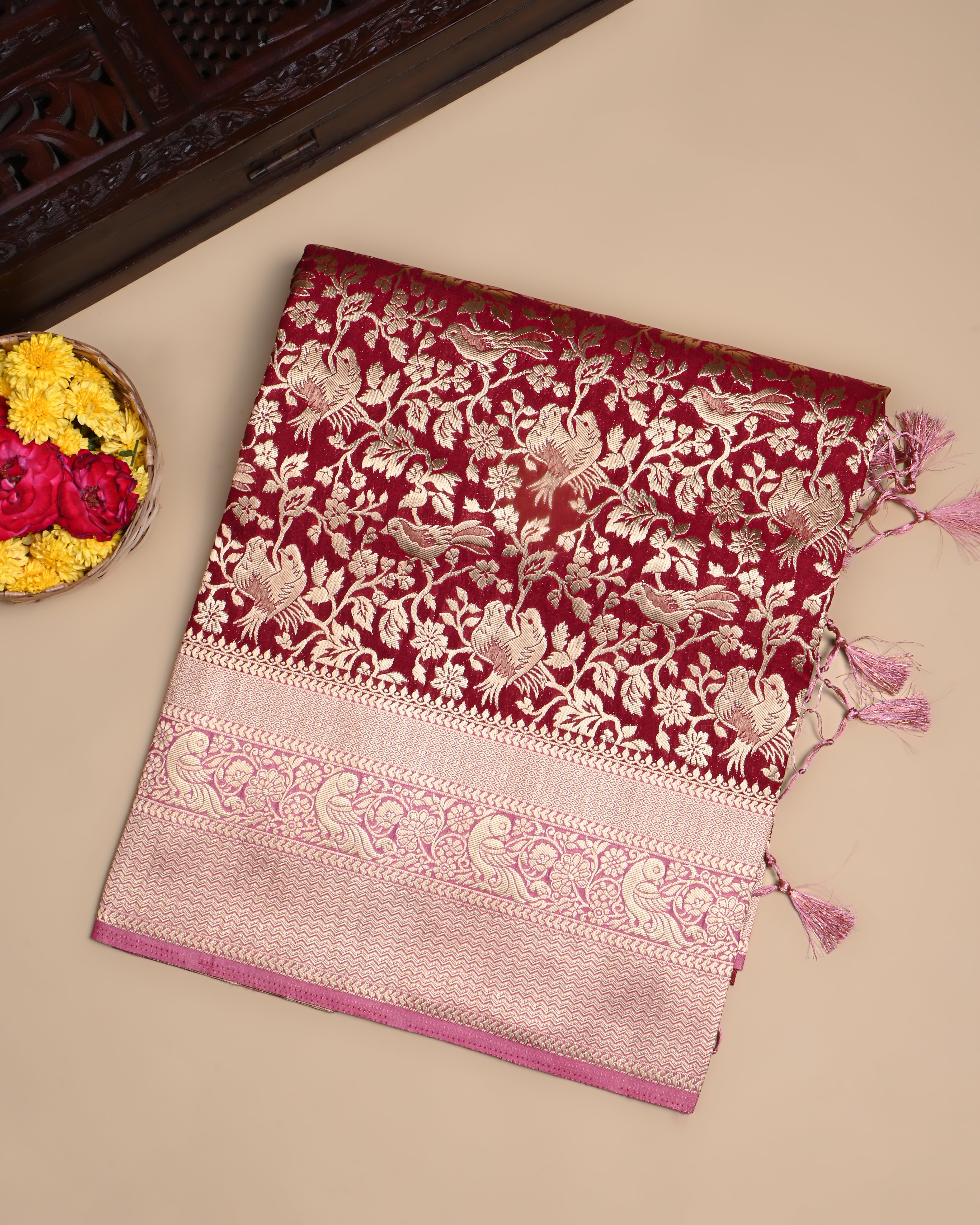 Maroon Color Silk Saree